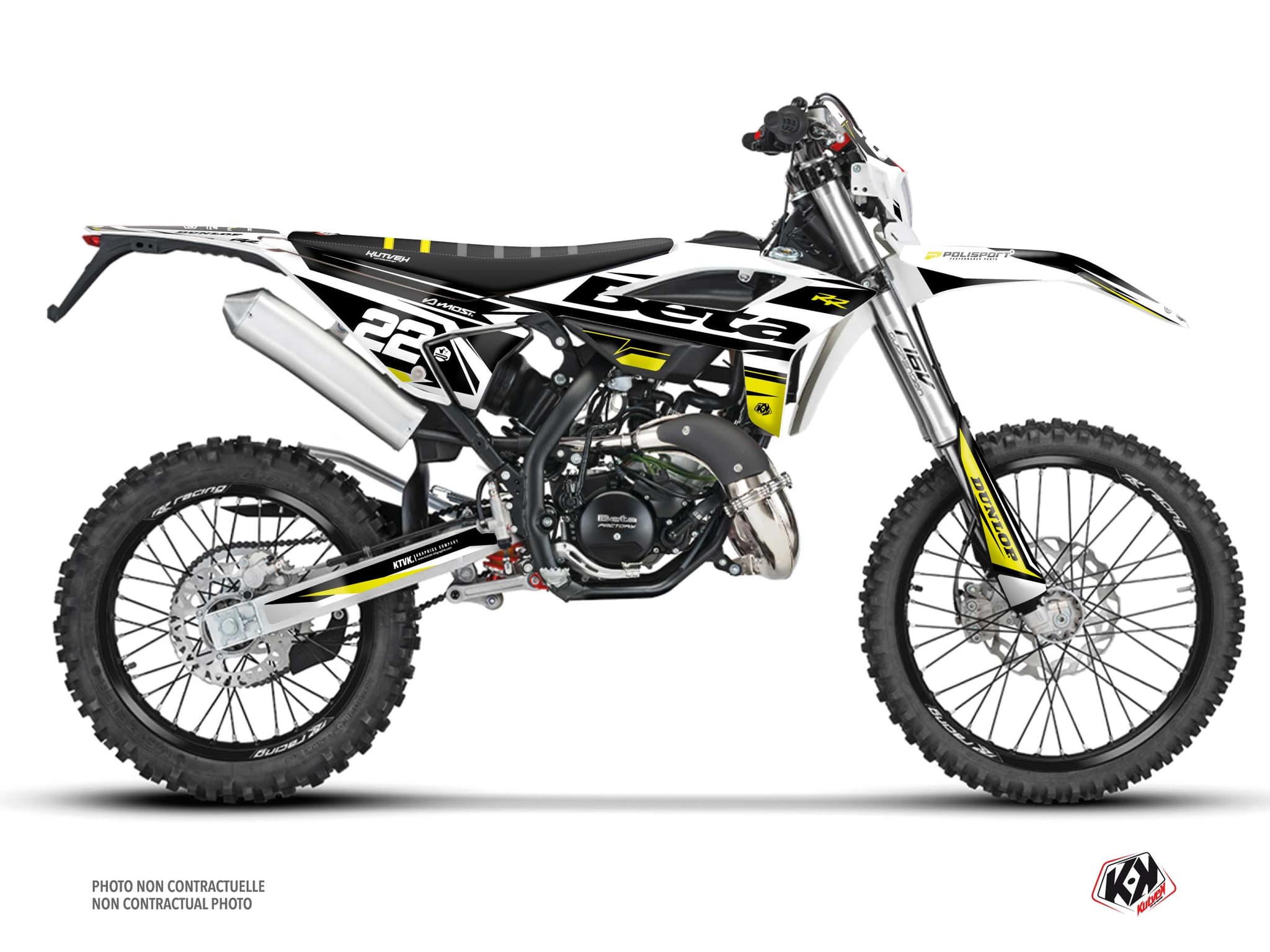 Graphic Kit 50cc Beta RR 50 Enduro Ridge White-Neon Yellow