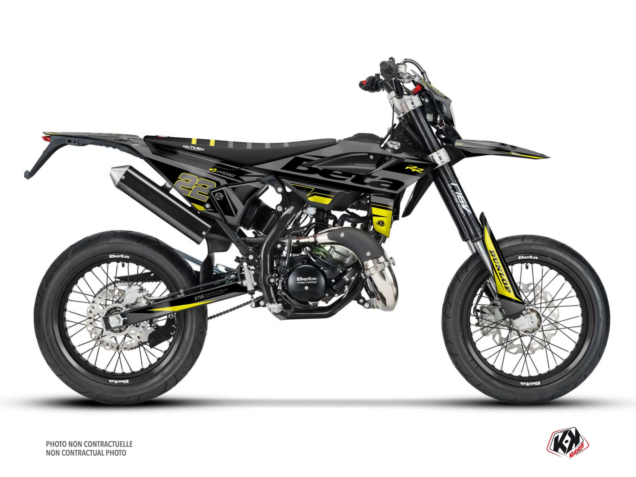 Graphic Kit 50cc Beta RR 50 Motard Ridge Black-Neon Yellow