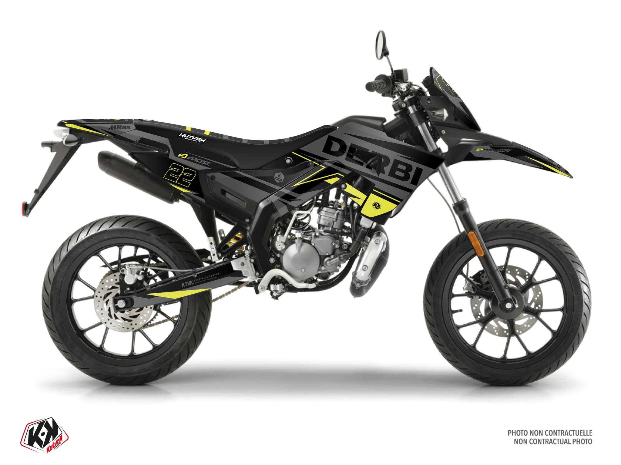 Graphic Kit 50cc Derbi Senda Xtreme Ridge Black-Neon Yellow