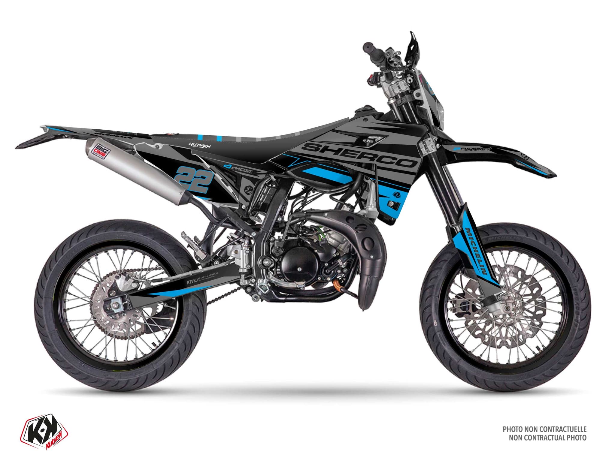 deko-set 50 ccm sherco sm rs ridge schwarz-blau