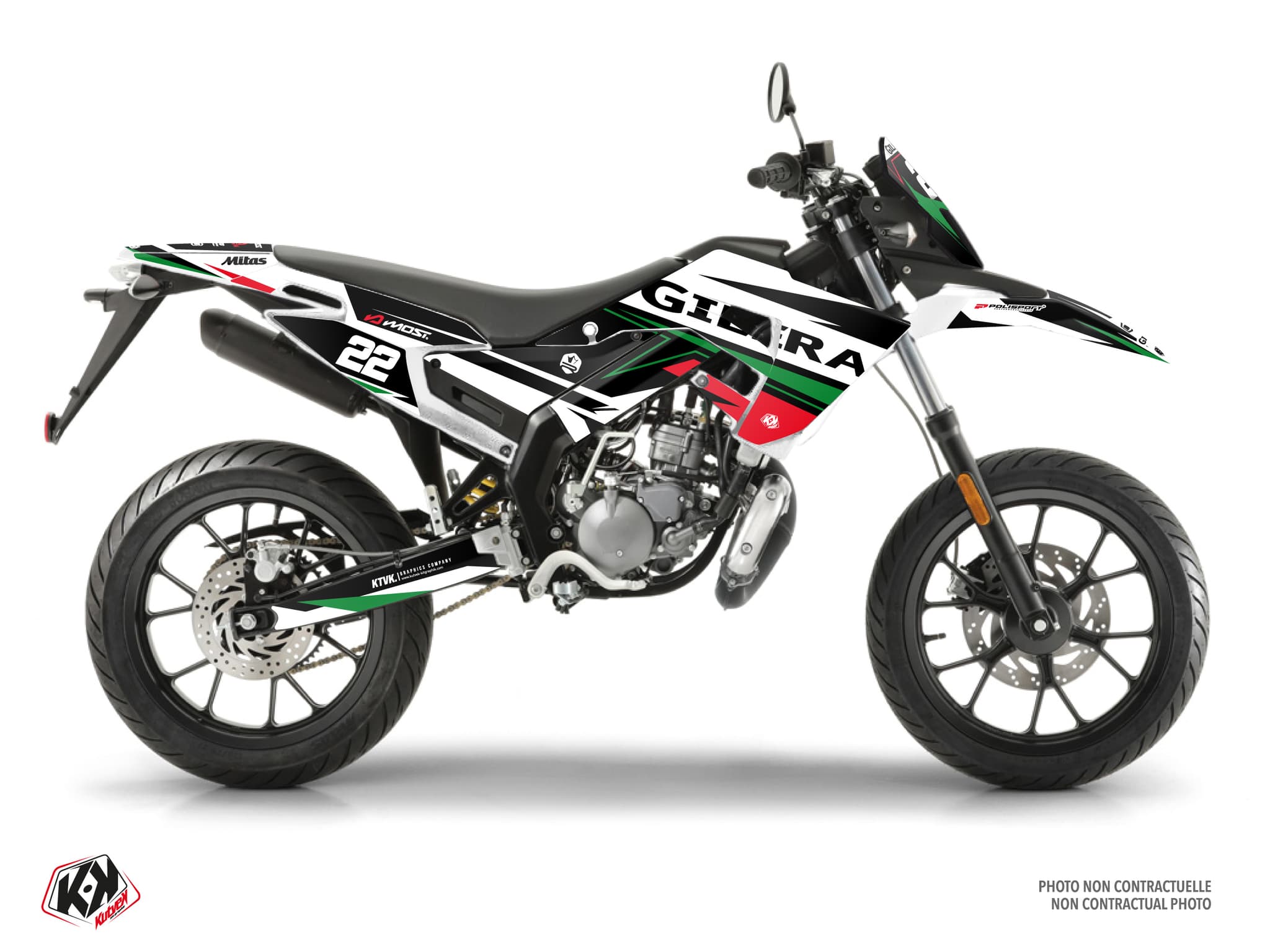 kit graphique 50cc gilera smt 50 ridge blanc-rouge-vert