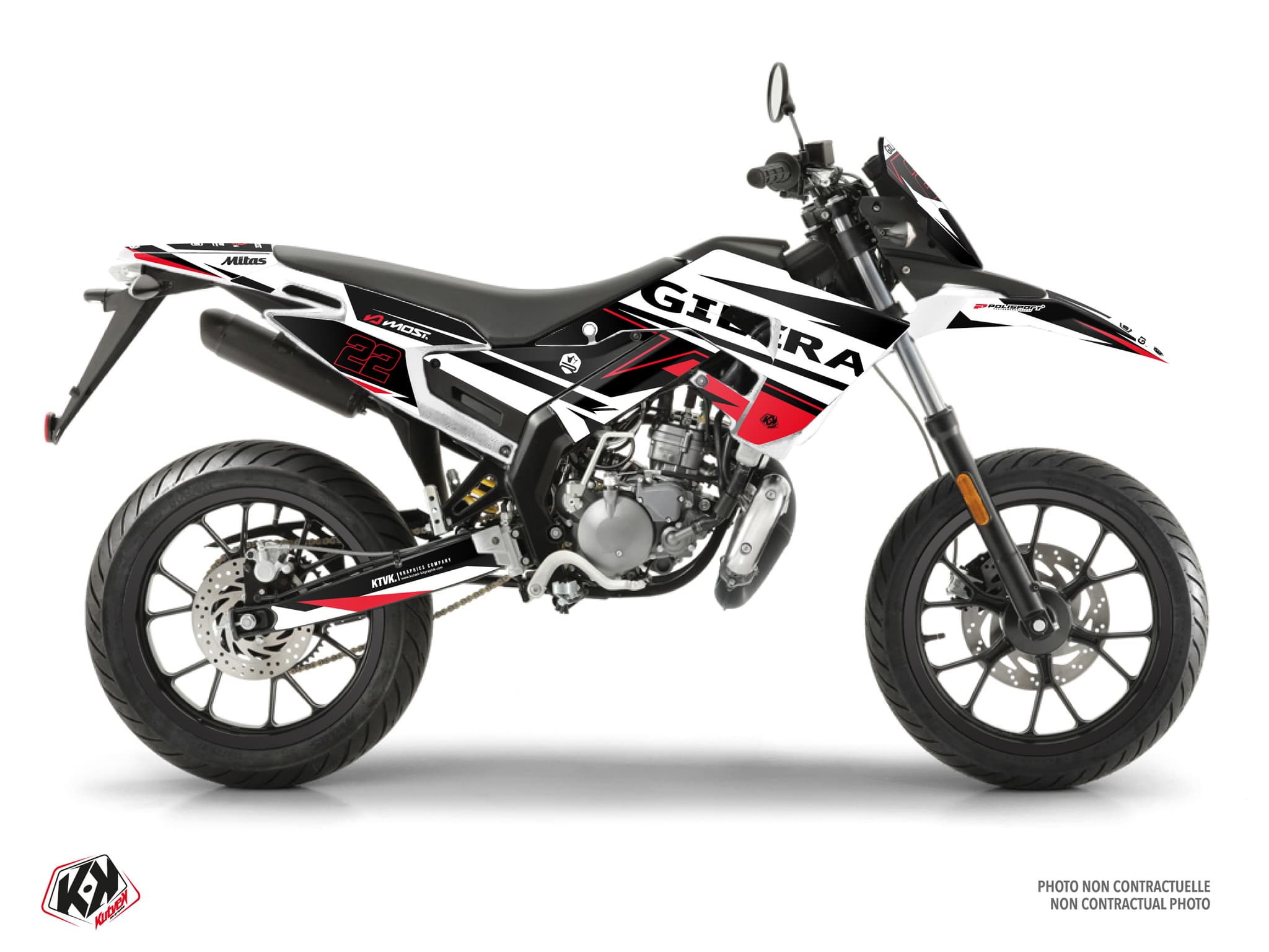 kit graphique 50cc gilera smt 50 ridge blanc-rouge
