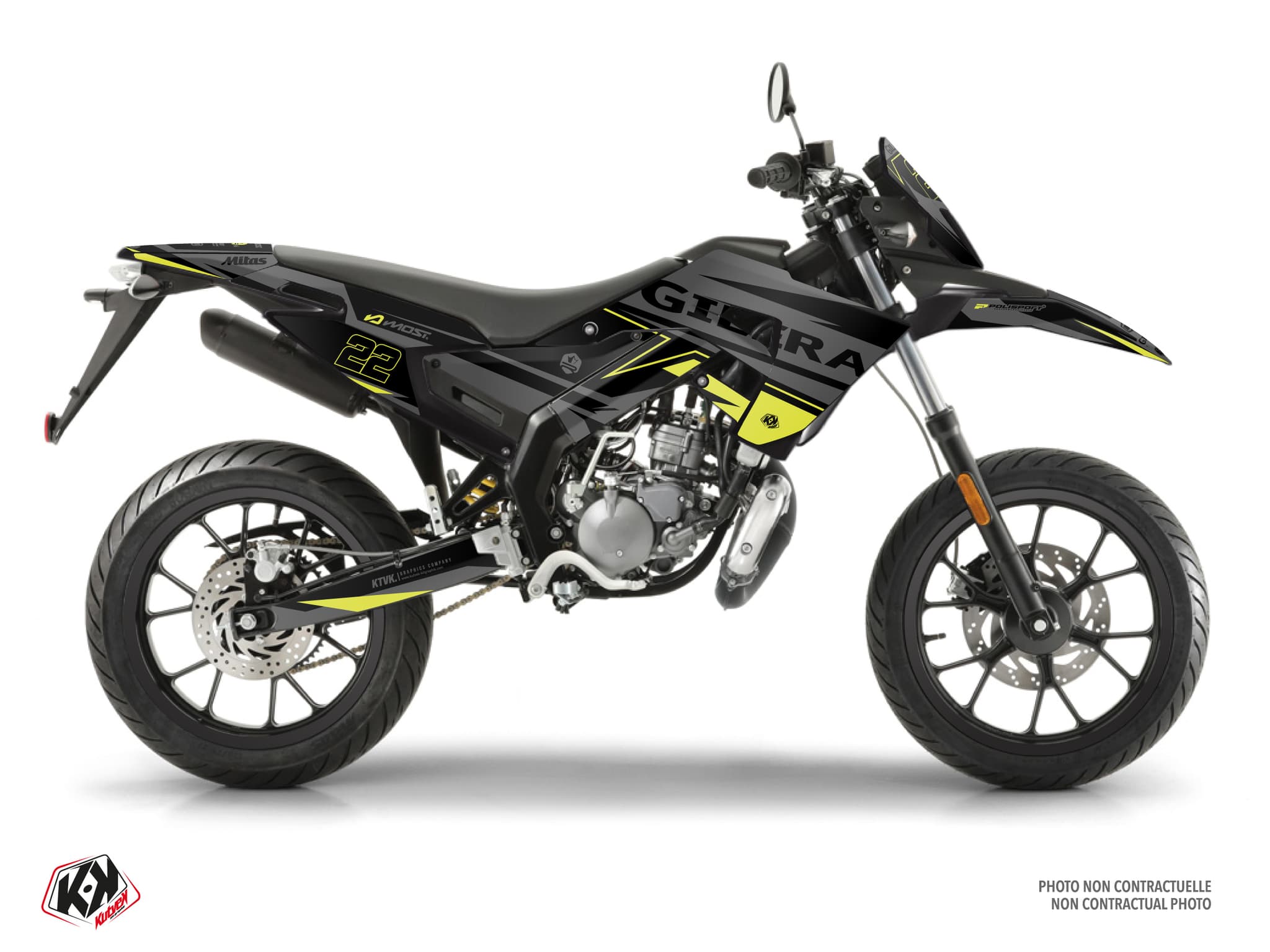 kit graphique 50cc gilera smt 50 ridge noir-jaune néon