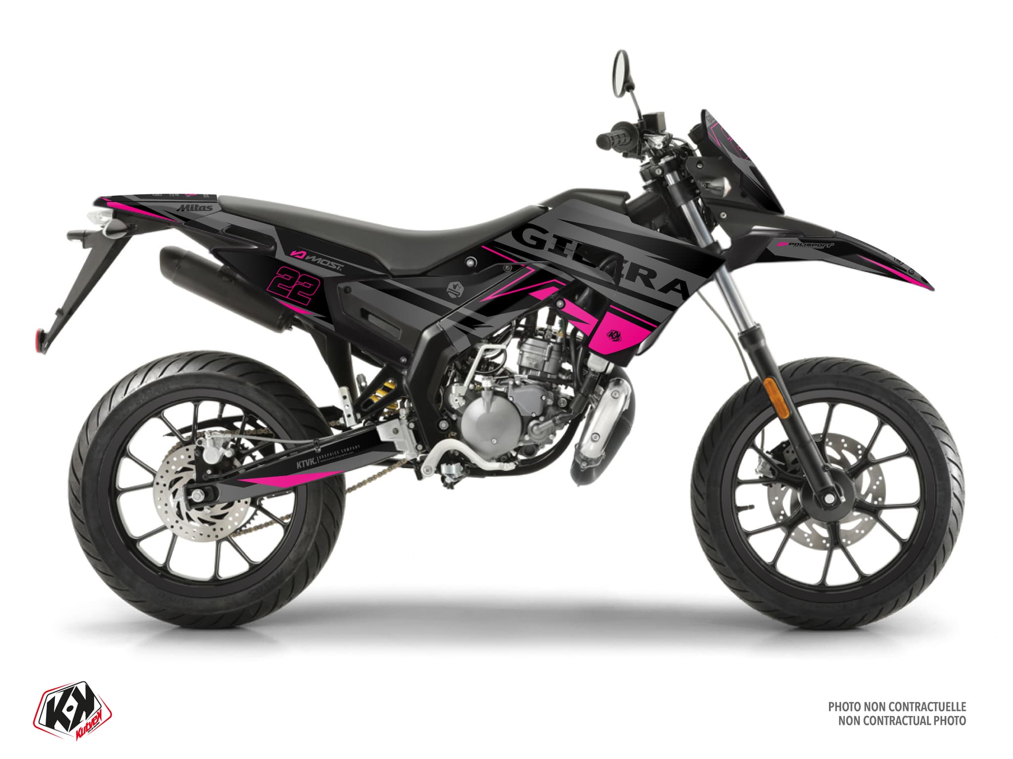 kit graphique 50cc gilera smt 50 ridge noir-rose
