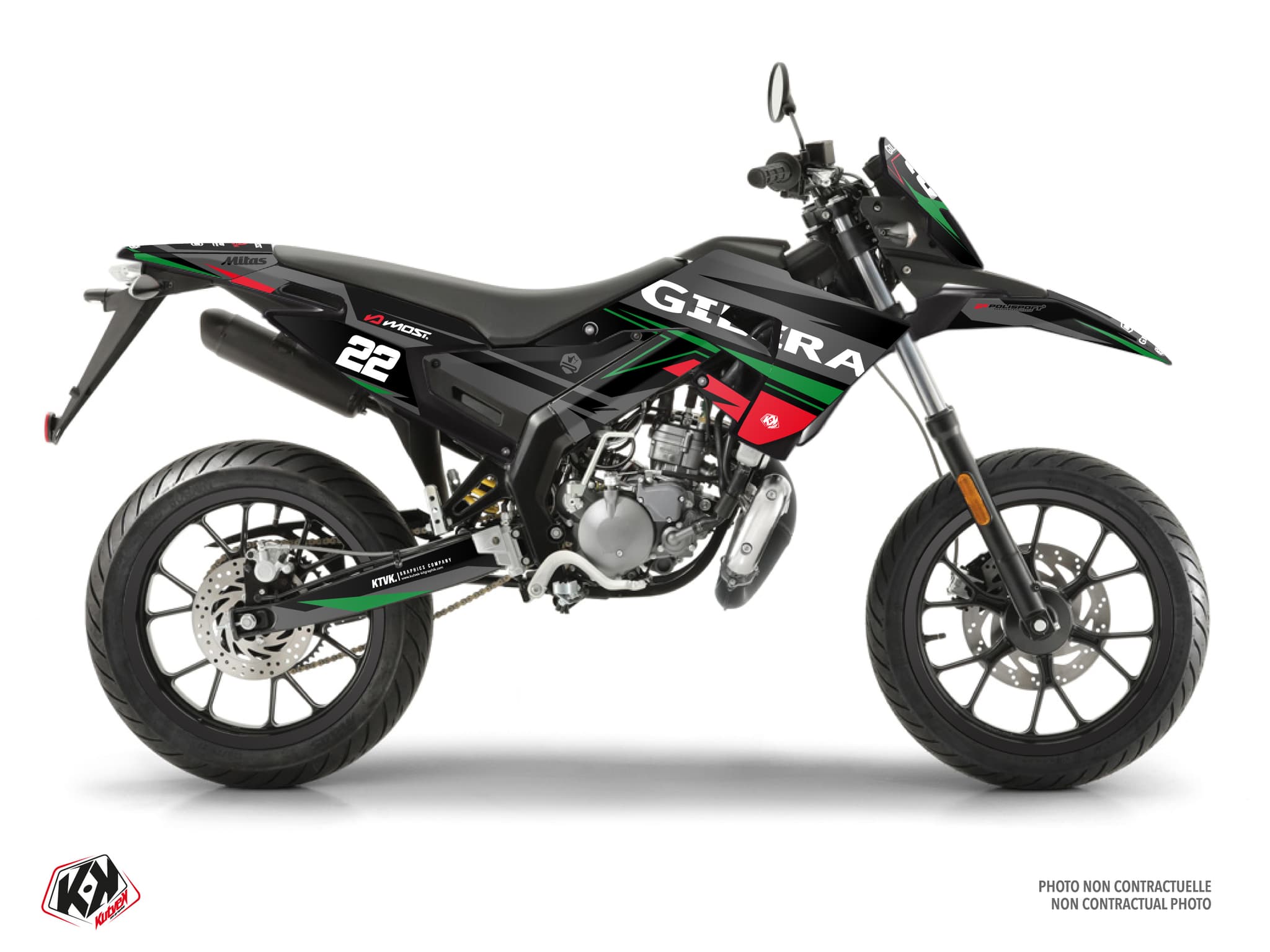 kit graphique 50cc gilera smt 50 ridge noir-rouge-vert
