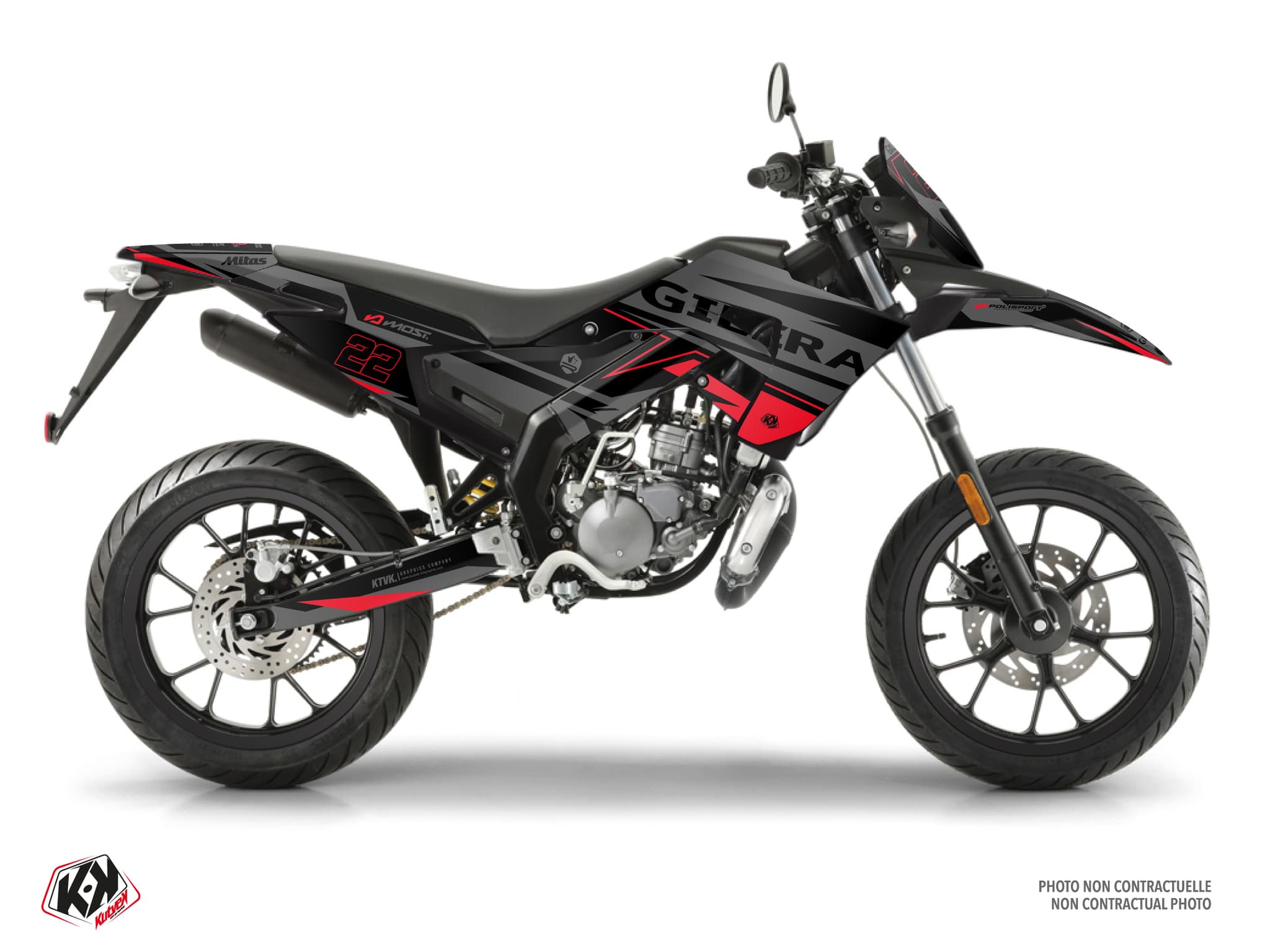 kit graphique 50cc gilera smt 50 ridge noir-rouge