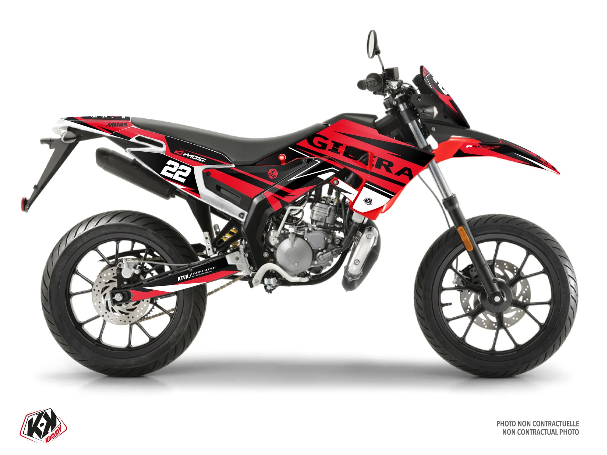 kit graphique 50cc gilera smt 50 ridge rouge-noir