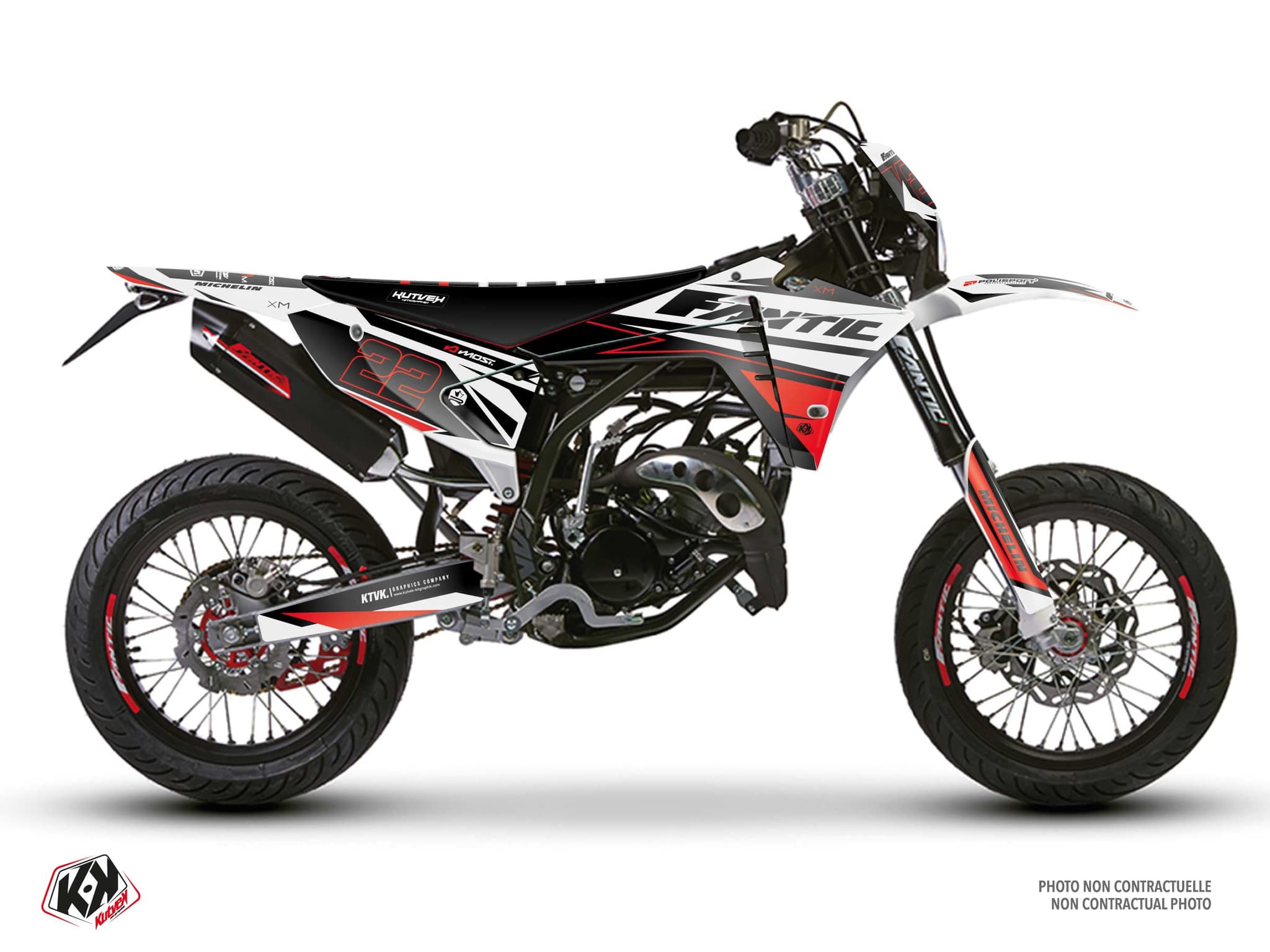 kit graphique 50cc fantic xm 50 ridge blanc-rouge | Fantic | Kutvek