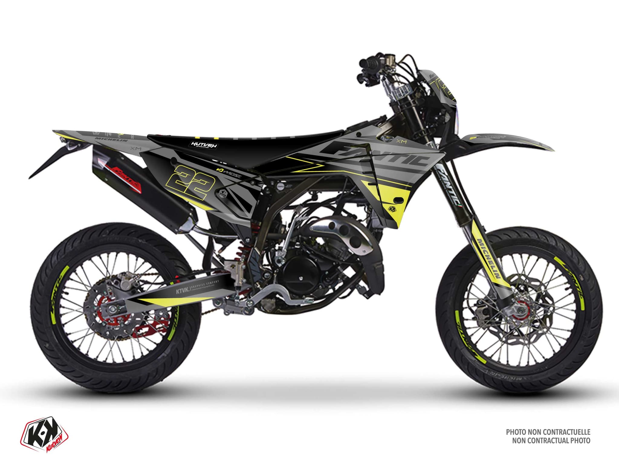 kit graphique 50cc fantic xm 50 ridge noir-jaune néon | Fantic | Kutvek