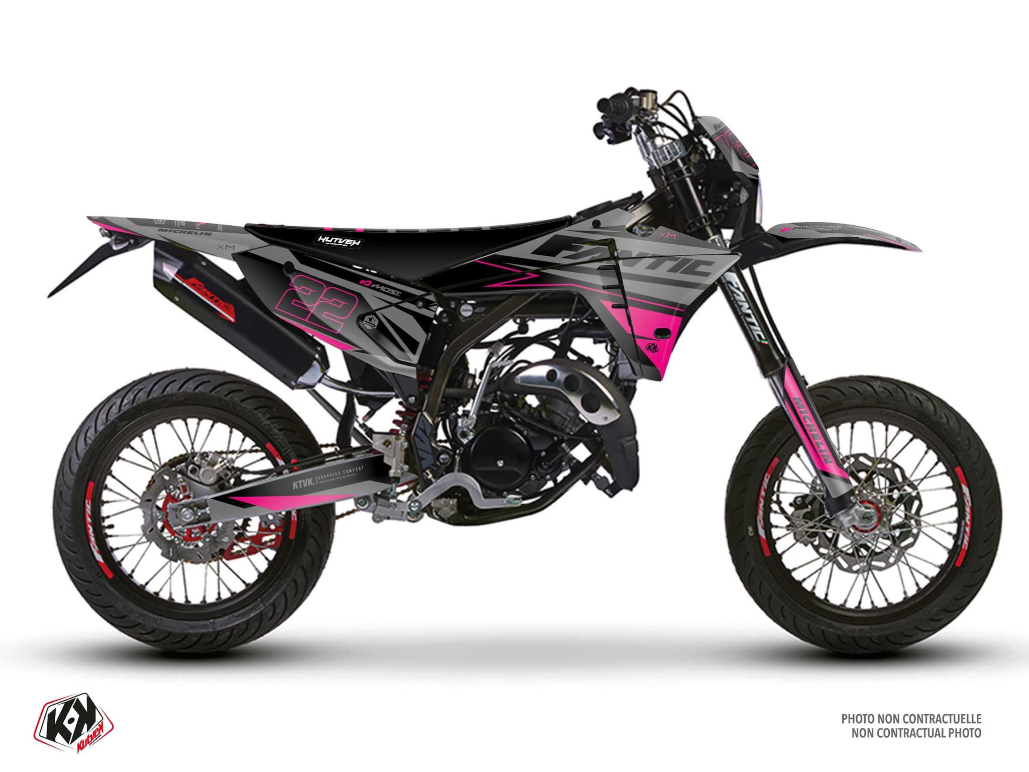 kit graphique 50cc fantic xm 50 ridge noir-rose | Fantic | Kutvek