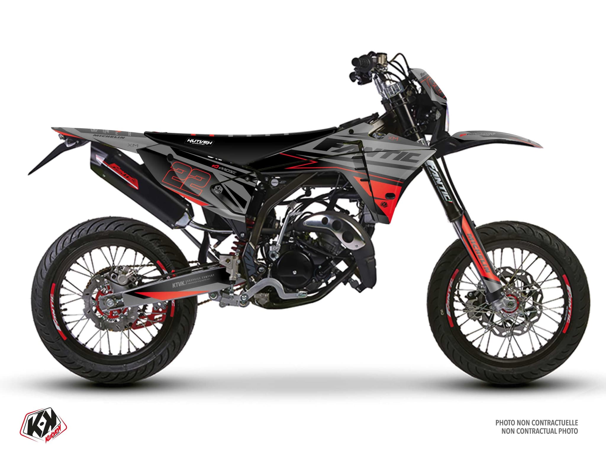 deko-set 50 ccm fantic xm 50 ridge schwarz-rot