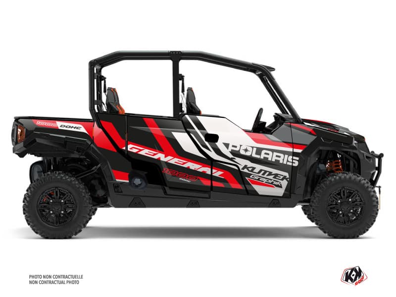 kit graphique ssv polaris general 1000 4 portes root rouge-noir | Polaris | Kutvek