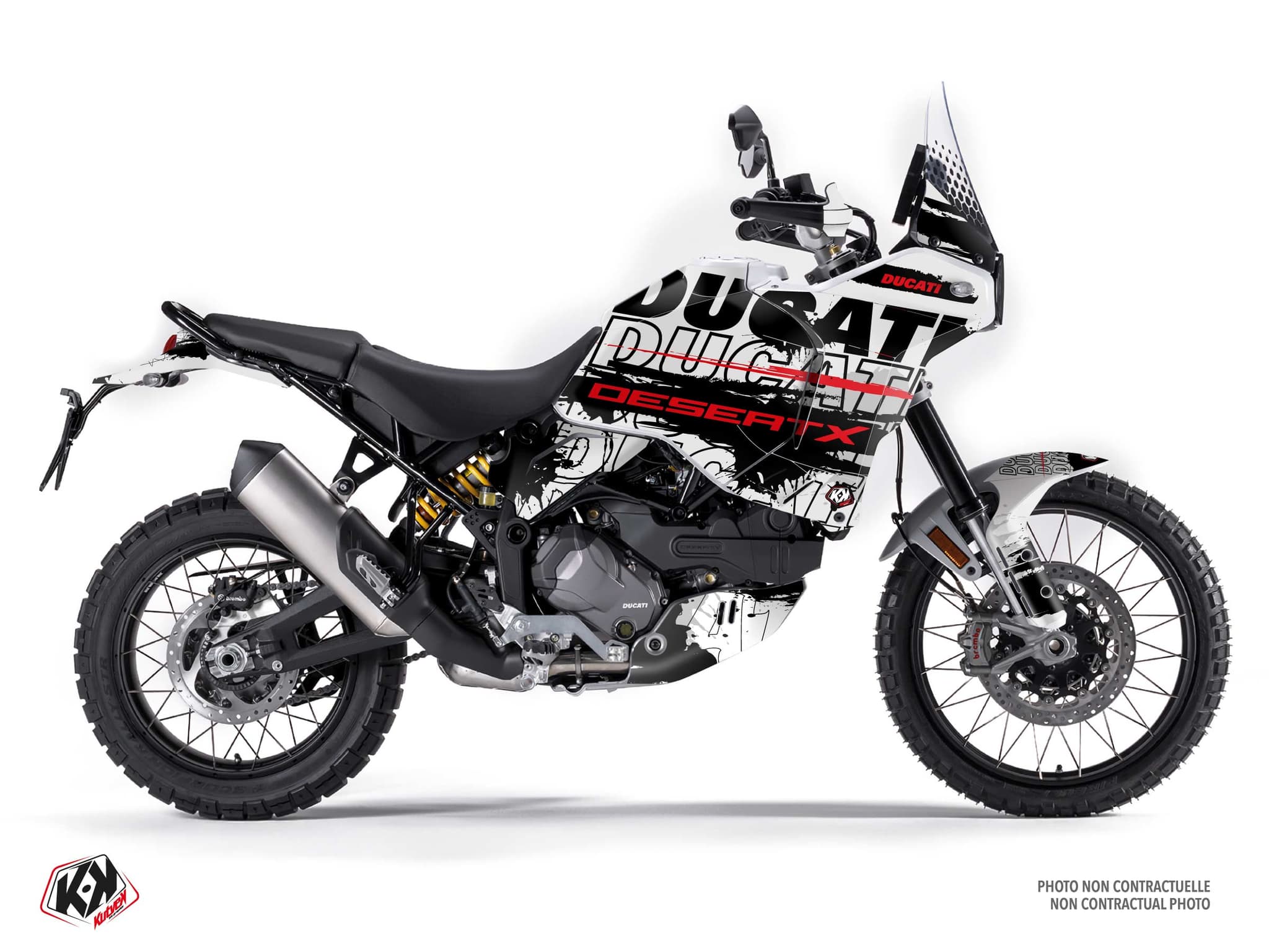 kit graphique moto ducati desert x scribble blanc