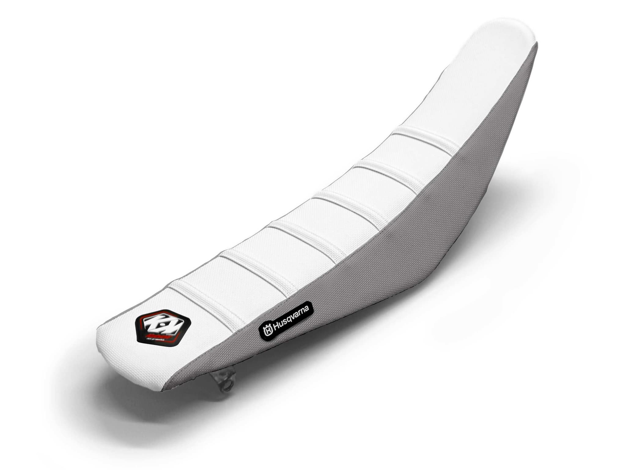 HUSQVARNA Dirt Bike Seat Cover White/Grey 6 Ribs