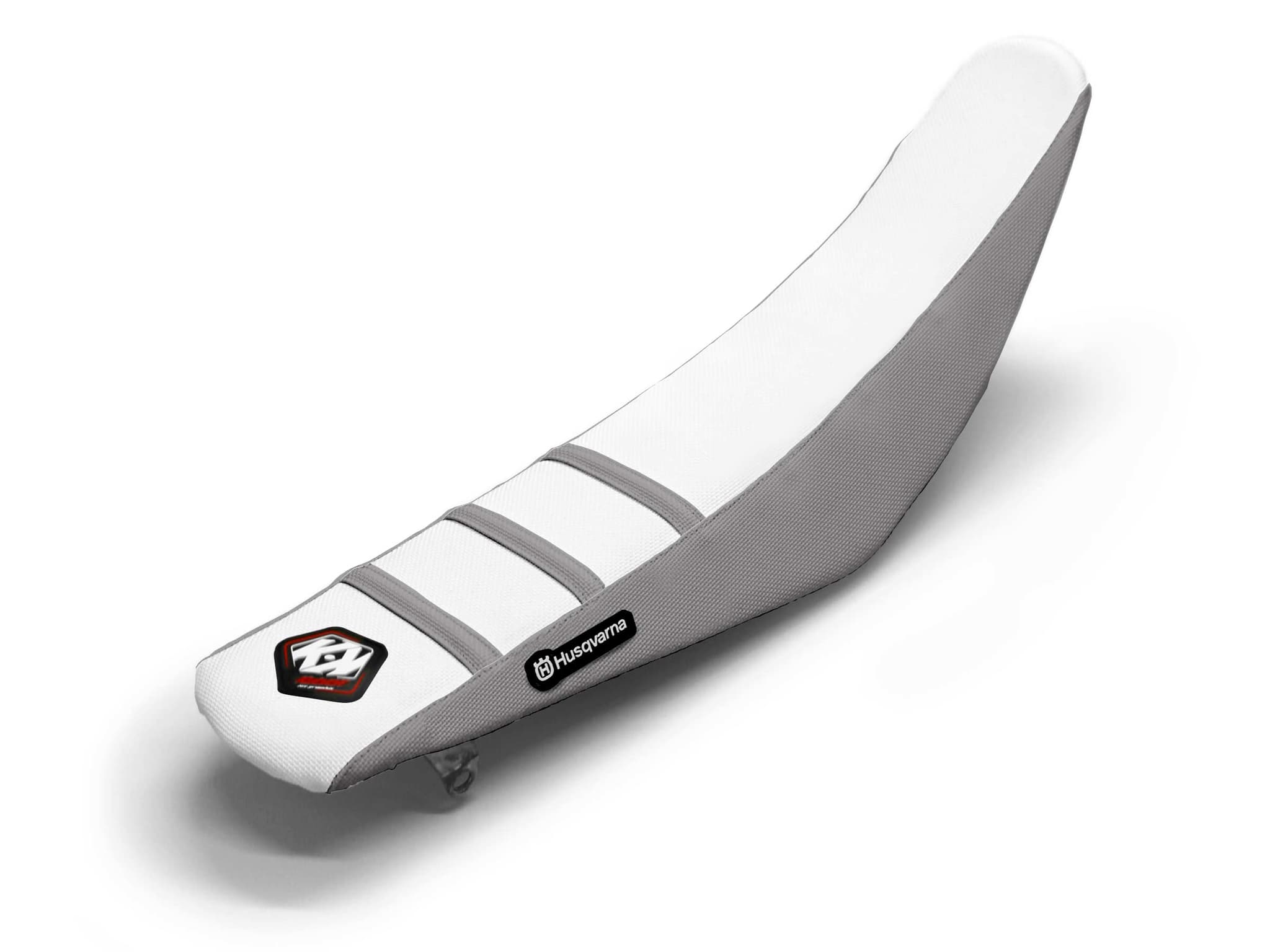 HUSQVARNA Dirt Bike Seat Cover White/Grey 3 Ribs