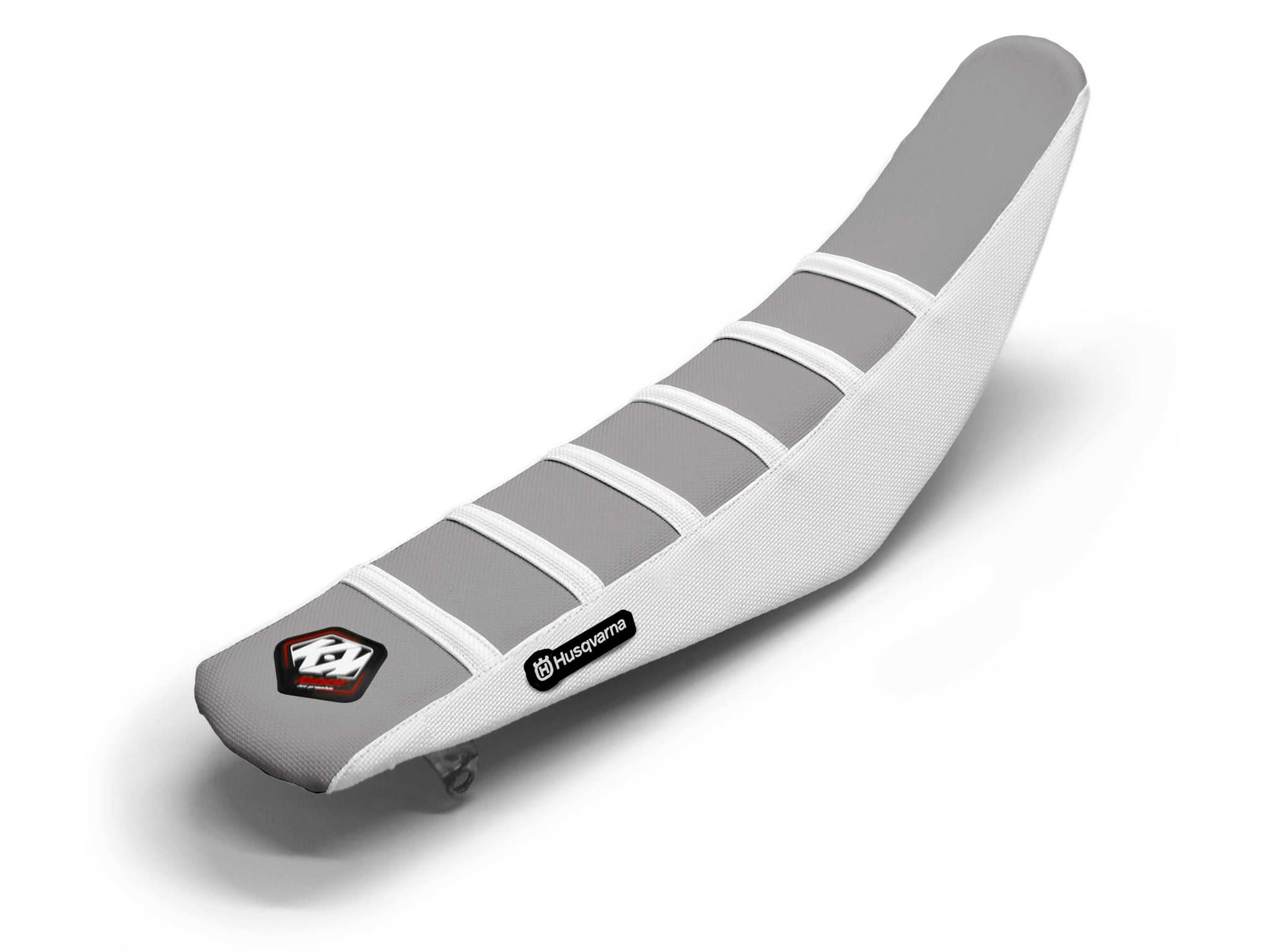 HUSQVARNA Dirt Bike Seat Cover White/Grey 6 Ribs
