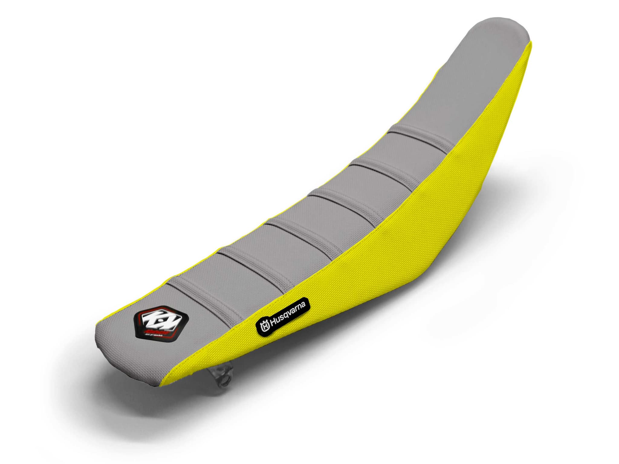 HUSQVARNA Dirt Bike Seat Cover Yellow/Grey 6 Ribs