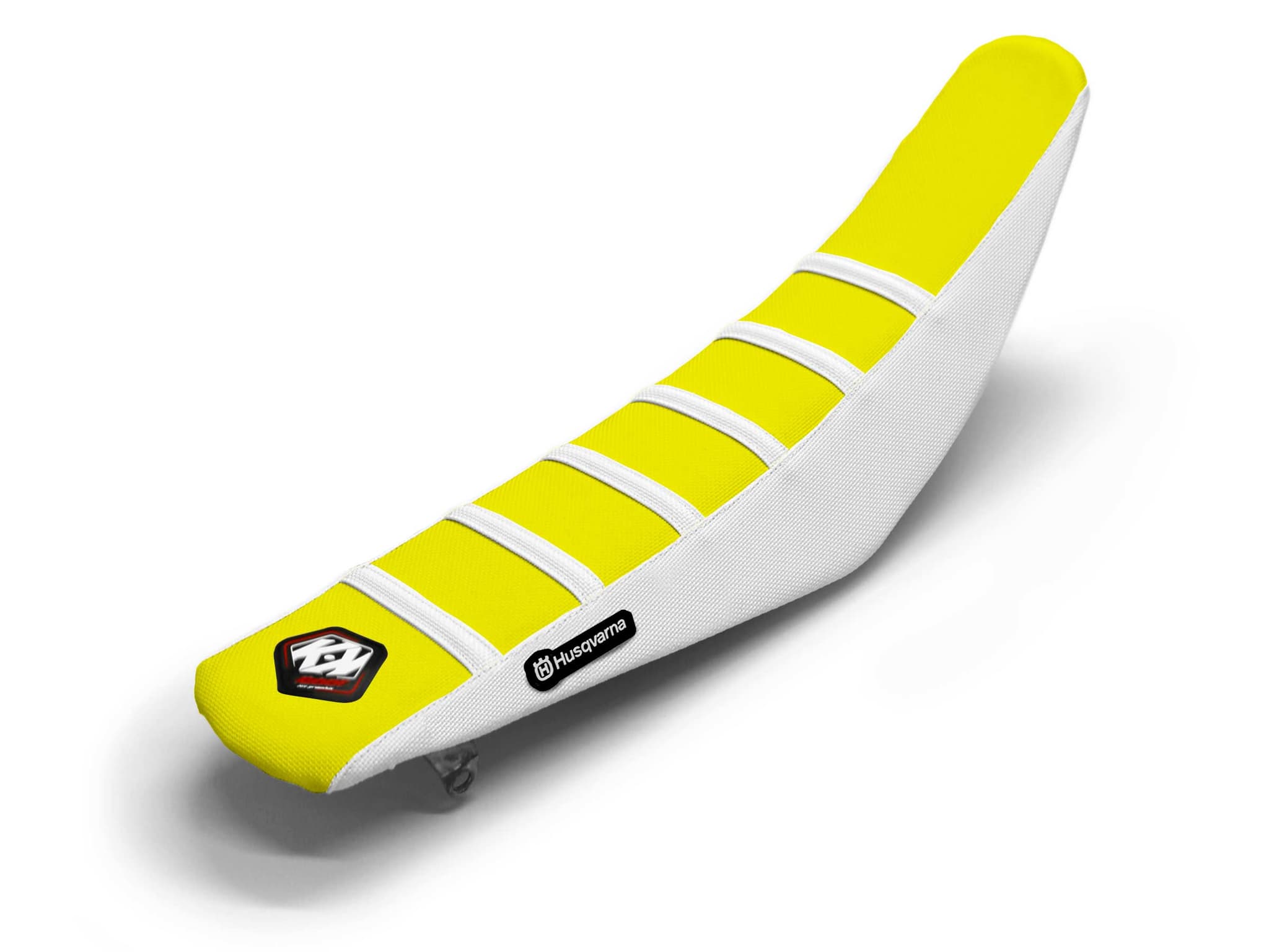 HUSQVARNA Dirt Bike Seat Cover White/Yellow 6 Ribs