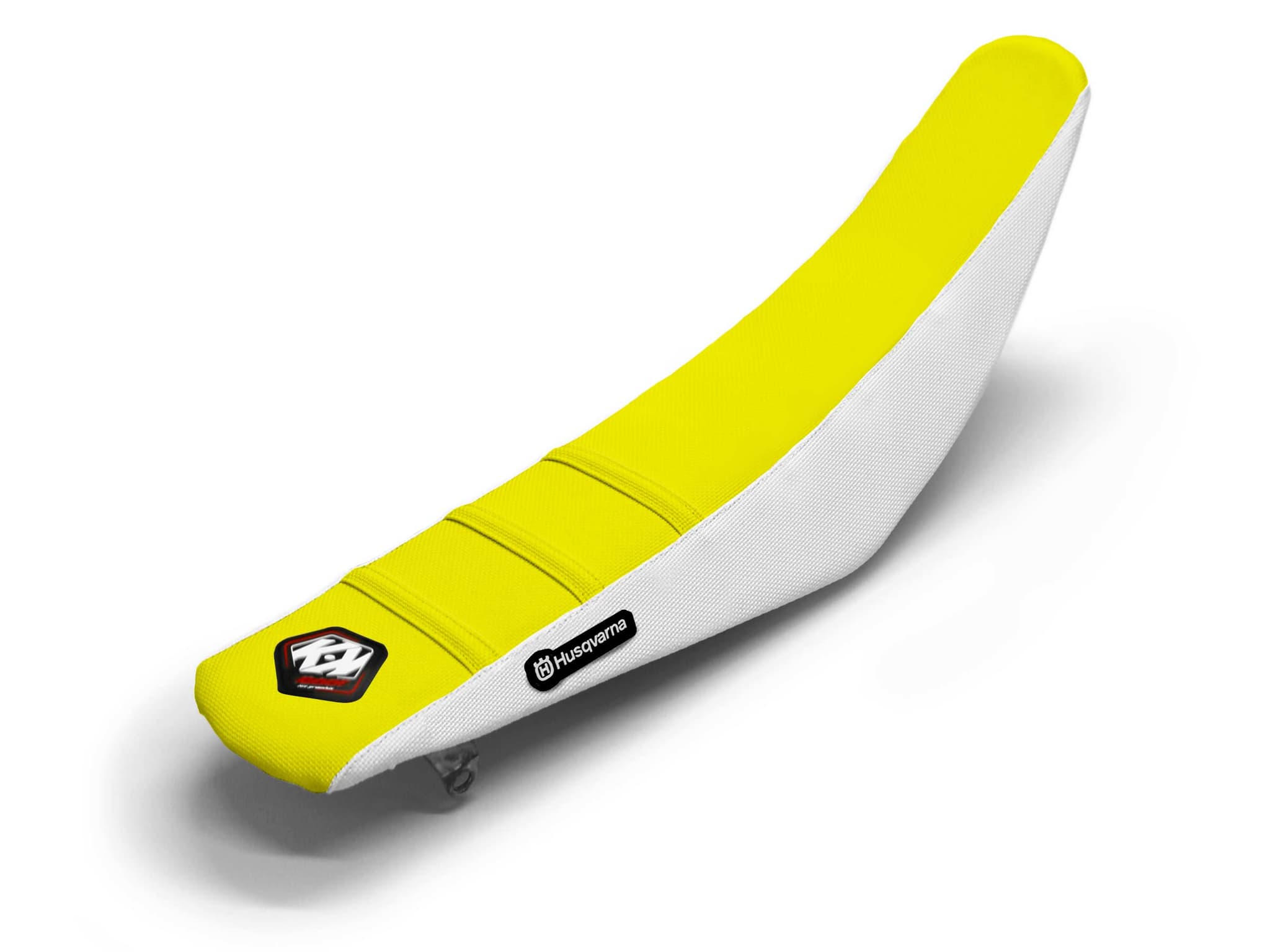 HUSQVARNA Dirt Bike Seat Cover White/Yellow 3 Ribs