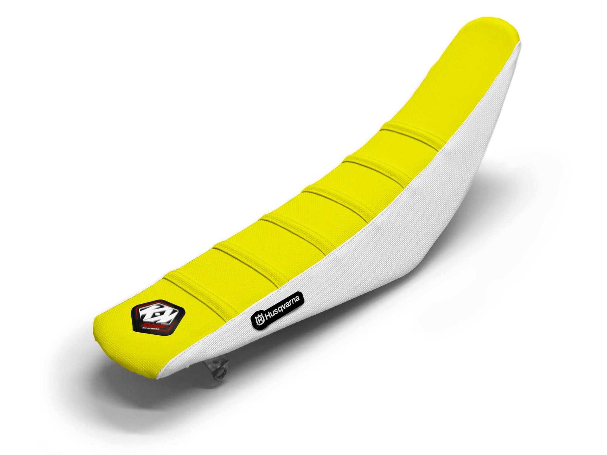 HUSQVARNA Dirt Bike Seat Cover White/Yellow 6 Ribs