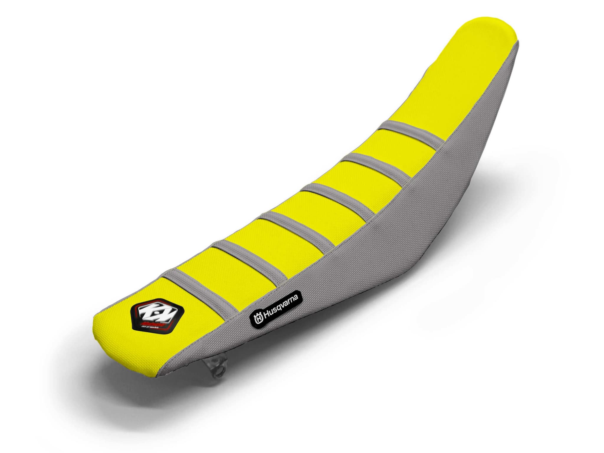 HUSQVARNA Dirt Bike Seat Cover Yellow/Grey 6 Ribs