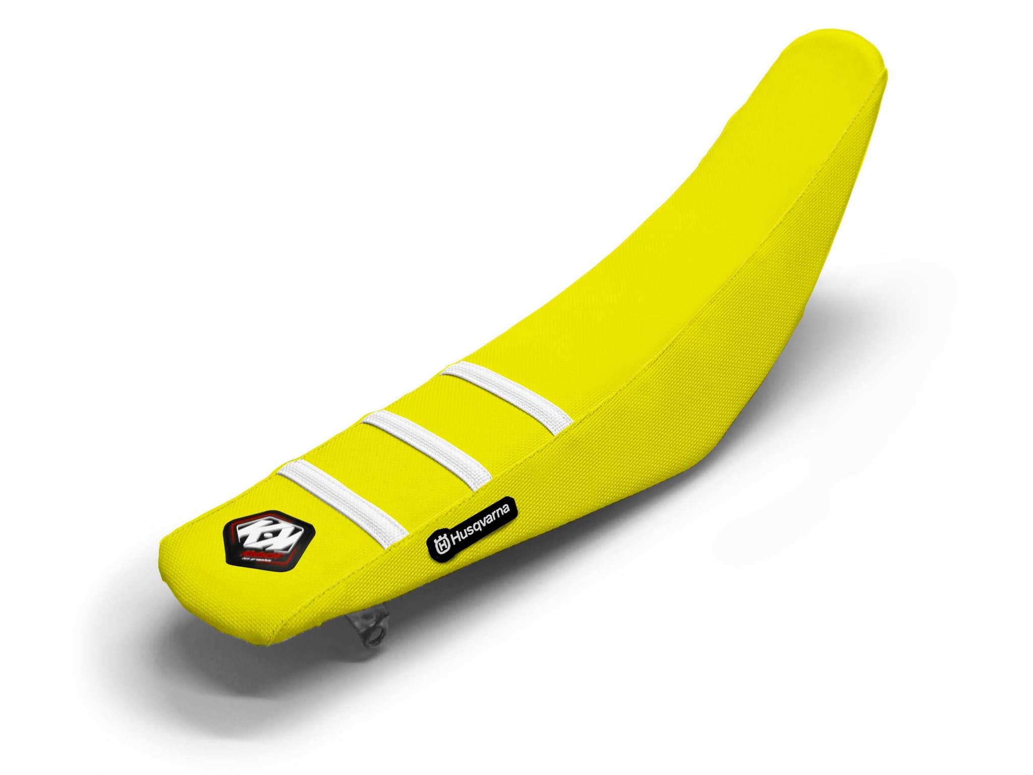 HUSQVARNA Dirt Bike Seat Cover White/Yellow 3 Ribs
