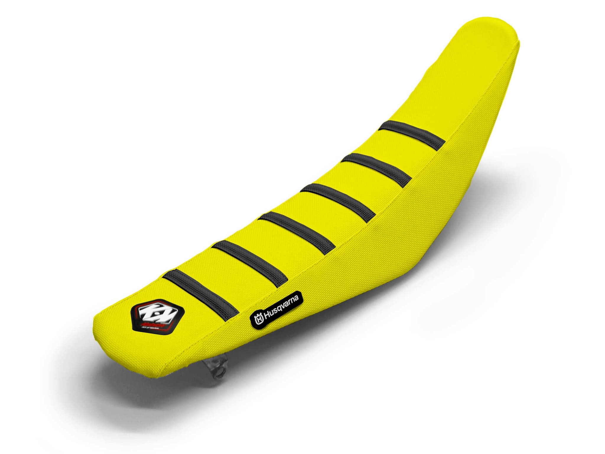 HUSQVARNA Dirt Bike Seat Cover Black/Yellow 6 Ribs