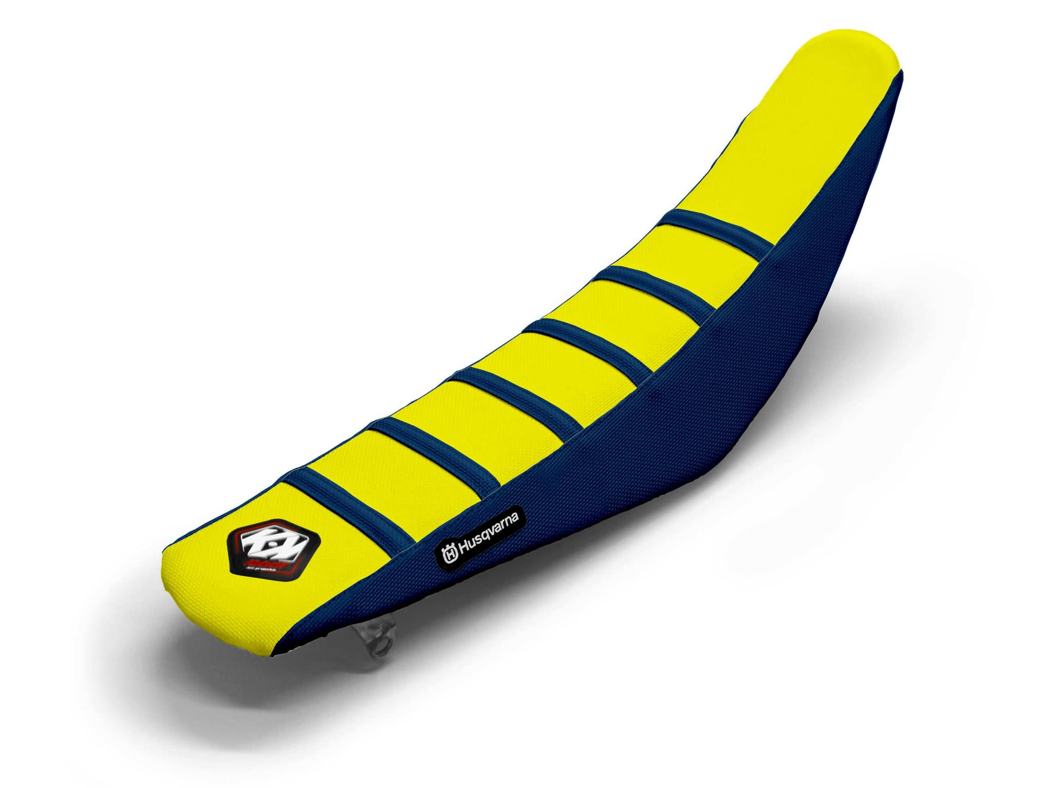 HUSQVARNA Dirt Bike Seat Cover Yellow/Navy 6 Ribs