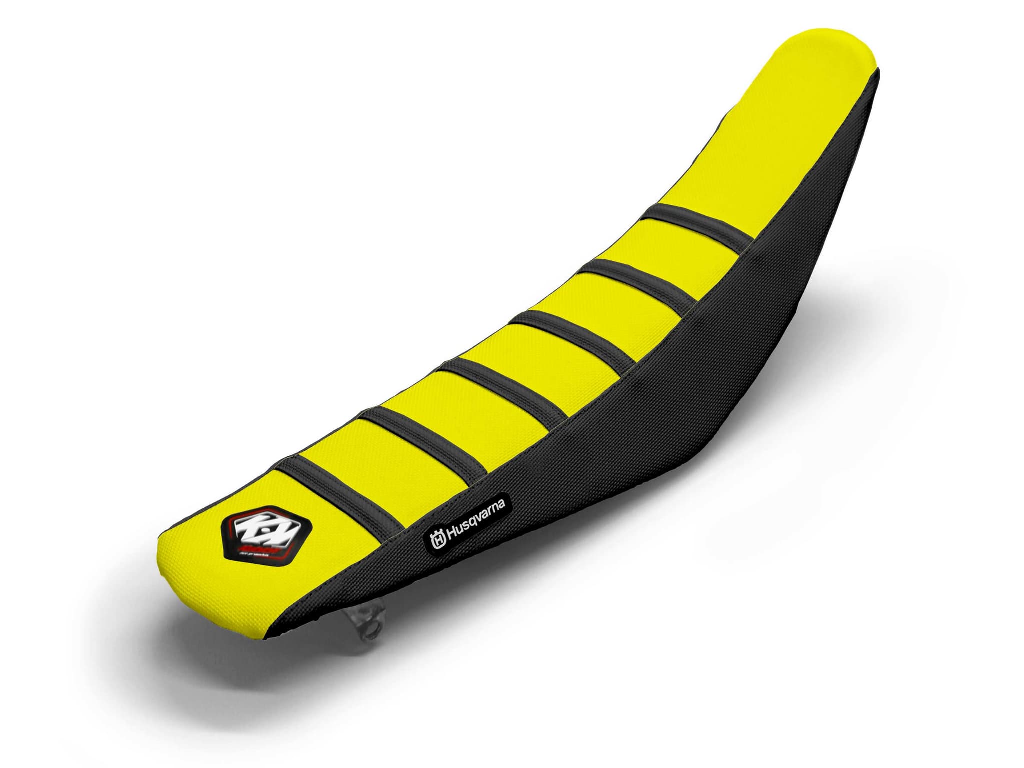 HUSQVARNA Dirt Bike Seat Cover Black/Yellow 6 Ribs