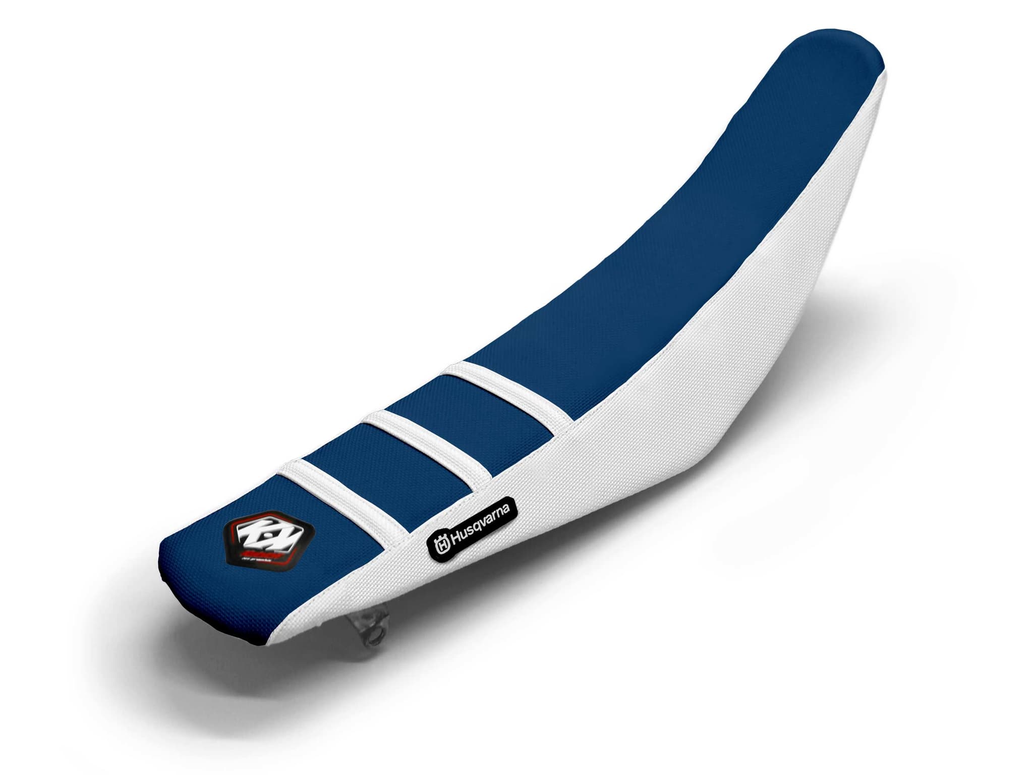 HUSQVARNA Dirt Bike Seat Cover White/Navy 3 Ribs