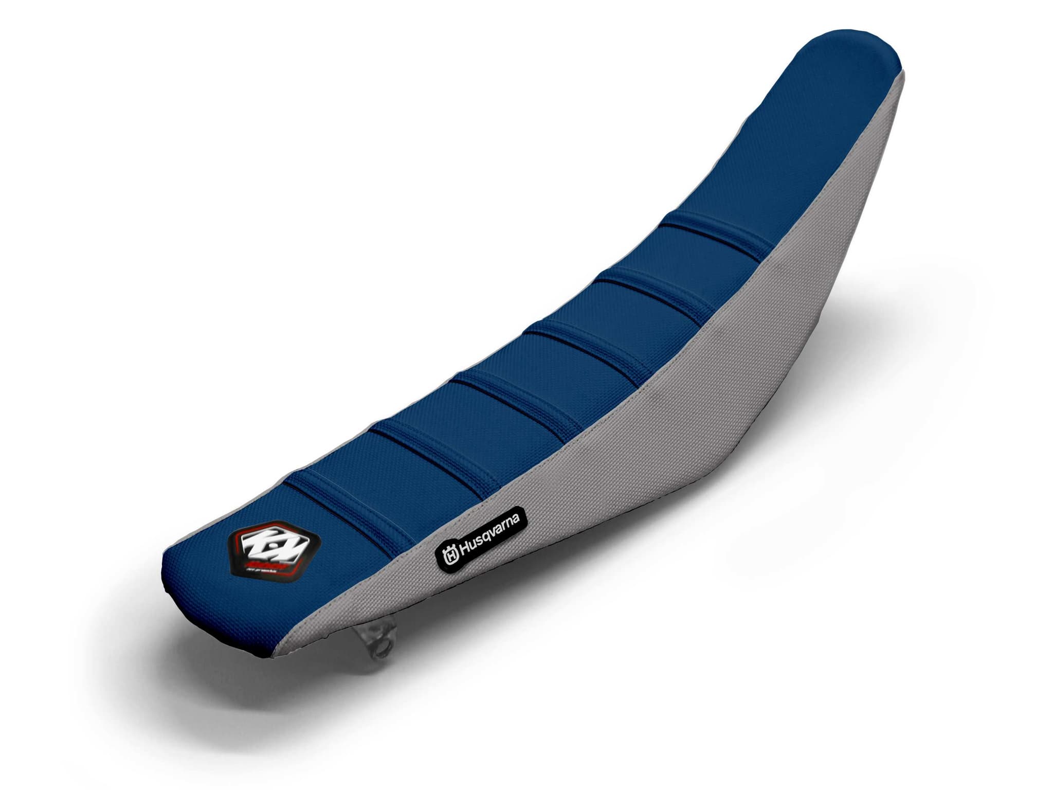 HUSQVARNA Dirt Bike Seat Cover Grey/Navy 6 Ribs