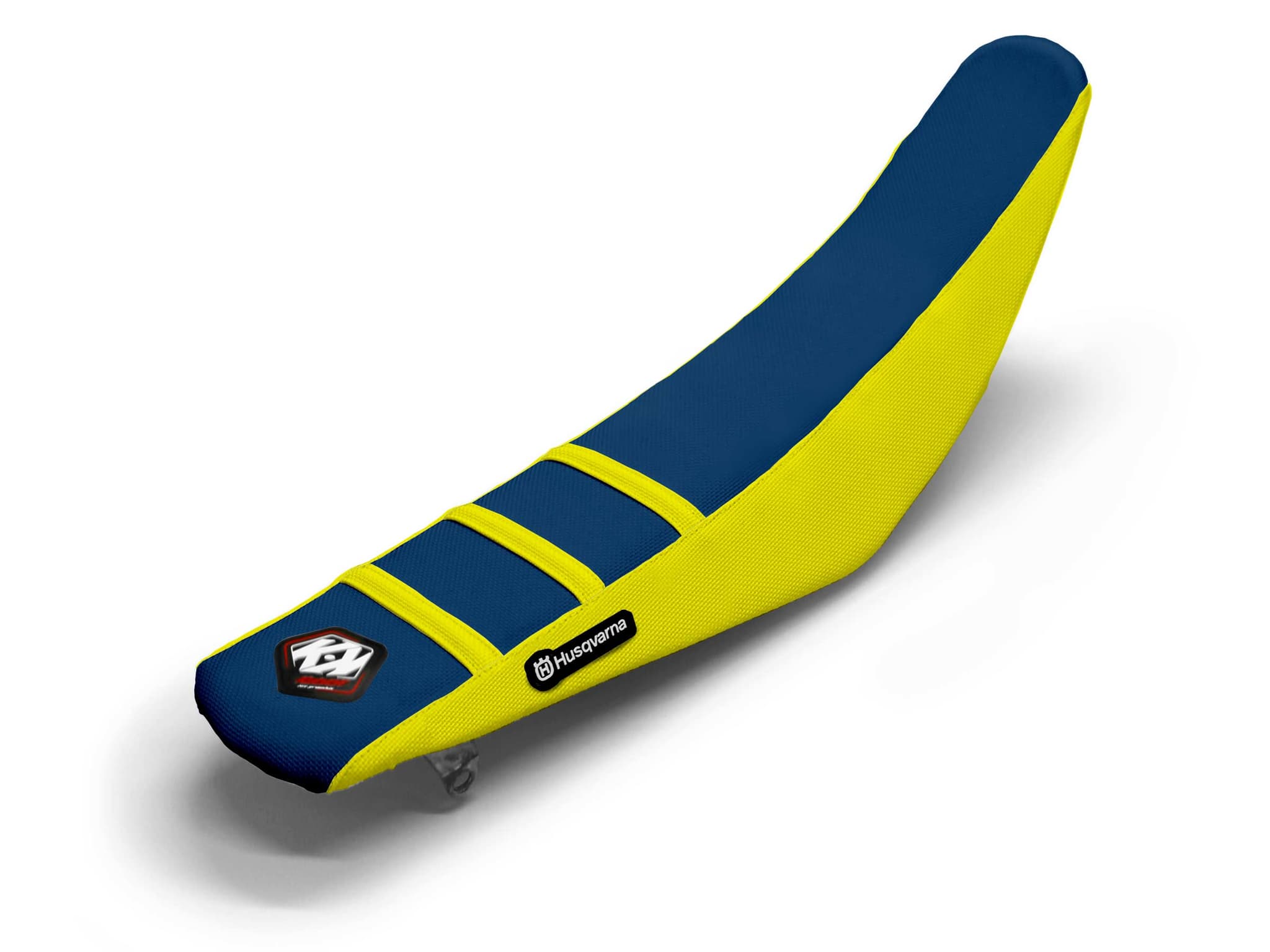 HUSQVARNA Dirt Bike Seat Cover Yellow/Navy 3 Ribs
