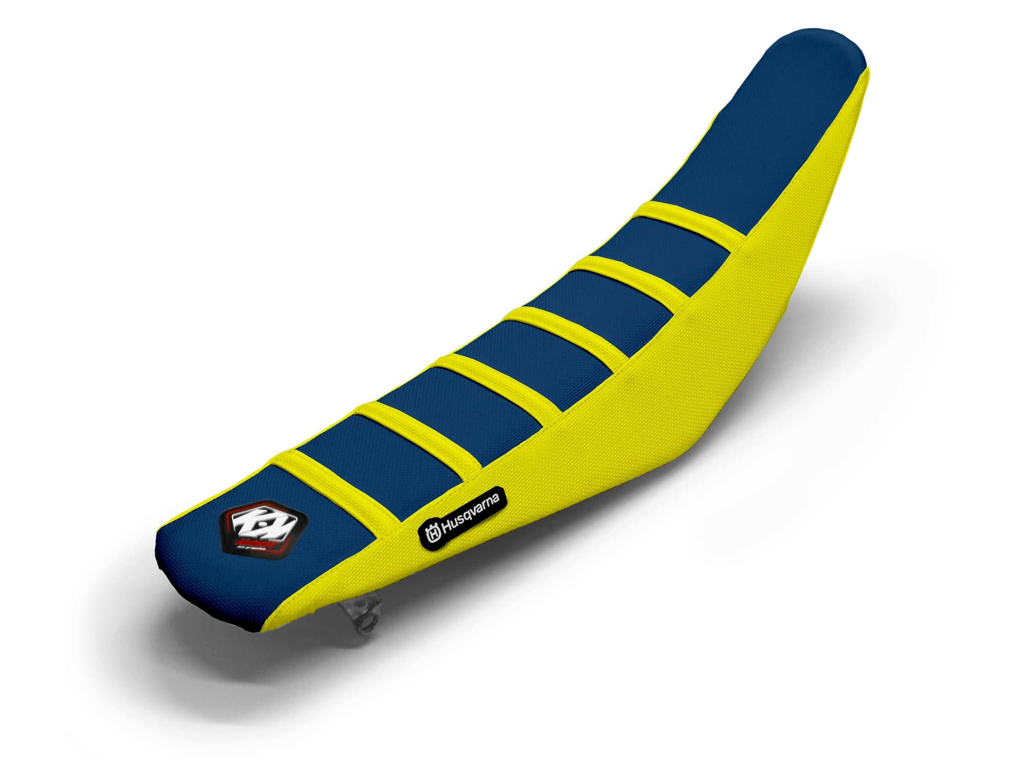 HUSQVARNA Dirt Bike Seat Cover Yellow/Navy 6 Ribs