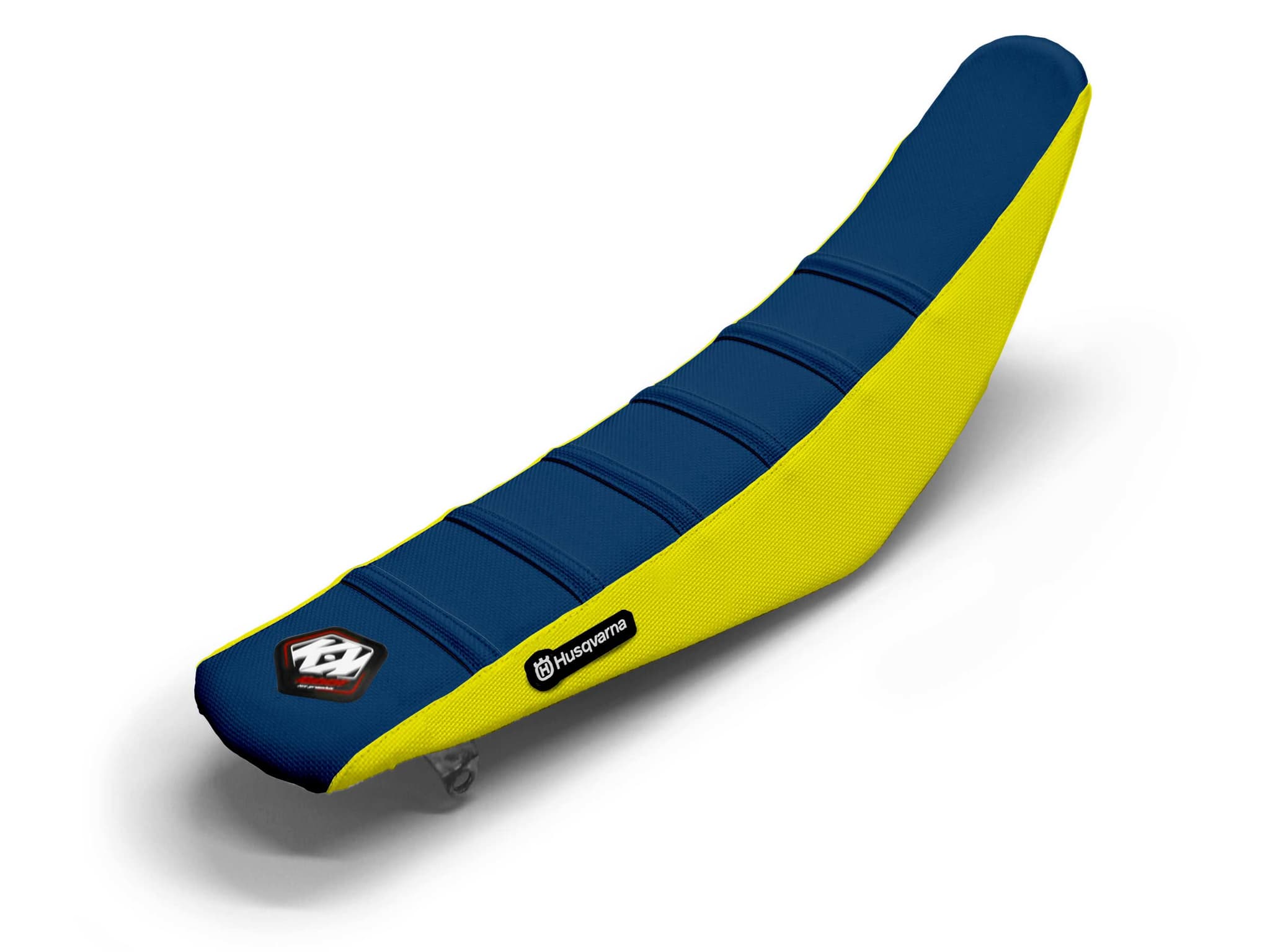 HUSQVARNA Dirt Bike Seat Cover Yellow/Navy 6 Ribs