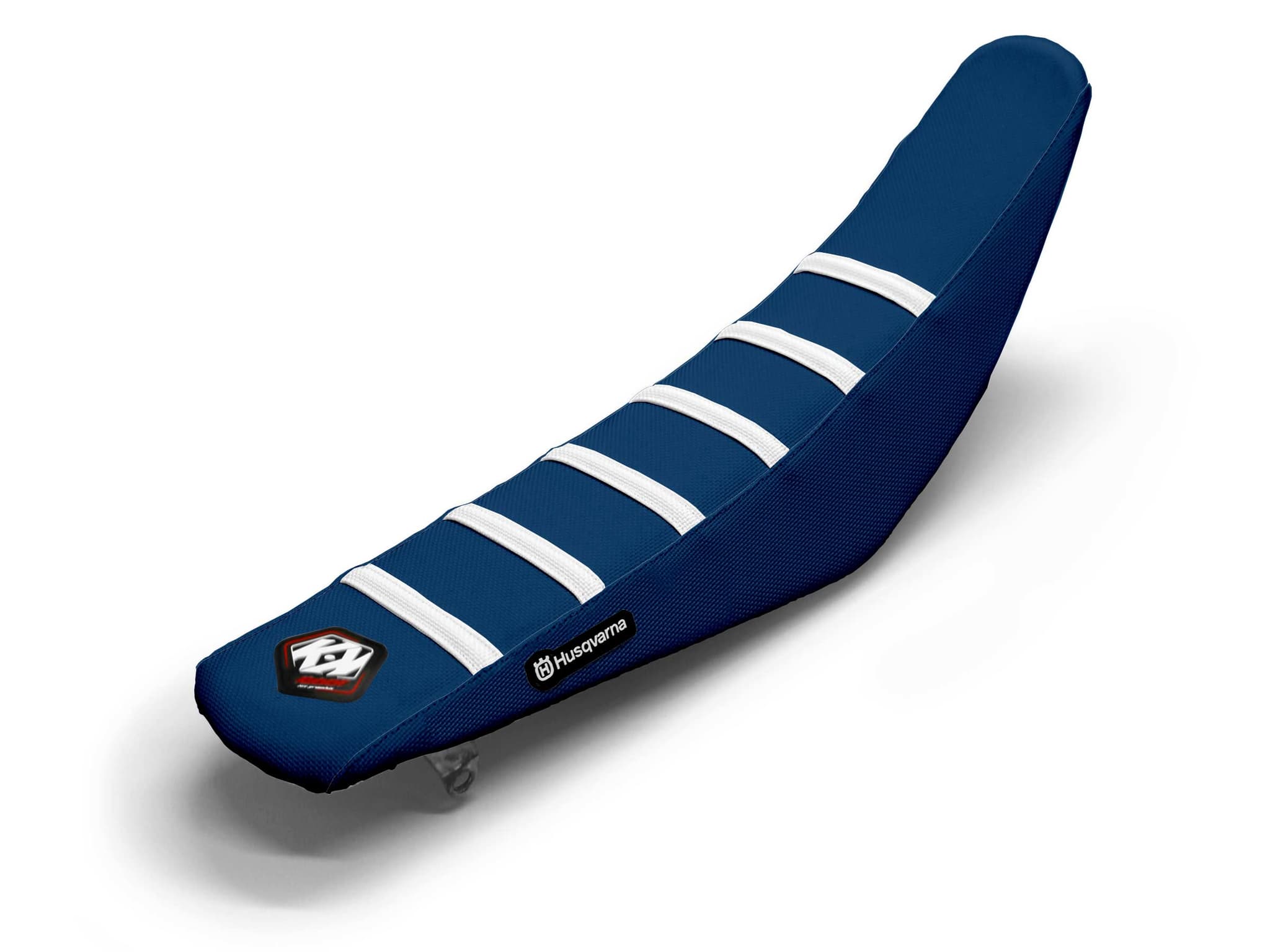 HUSQVARNA Dirt Bike Seat Cover White/Navy 6 Ribs
