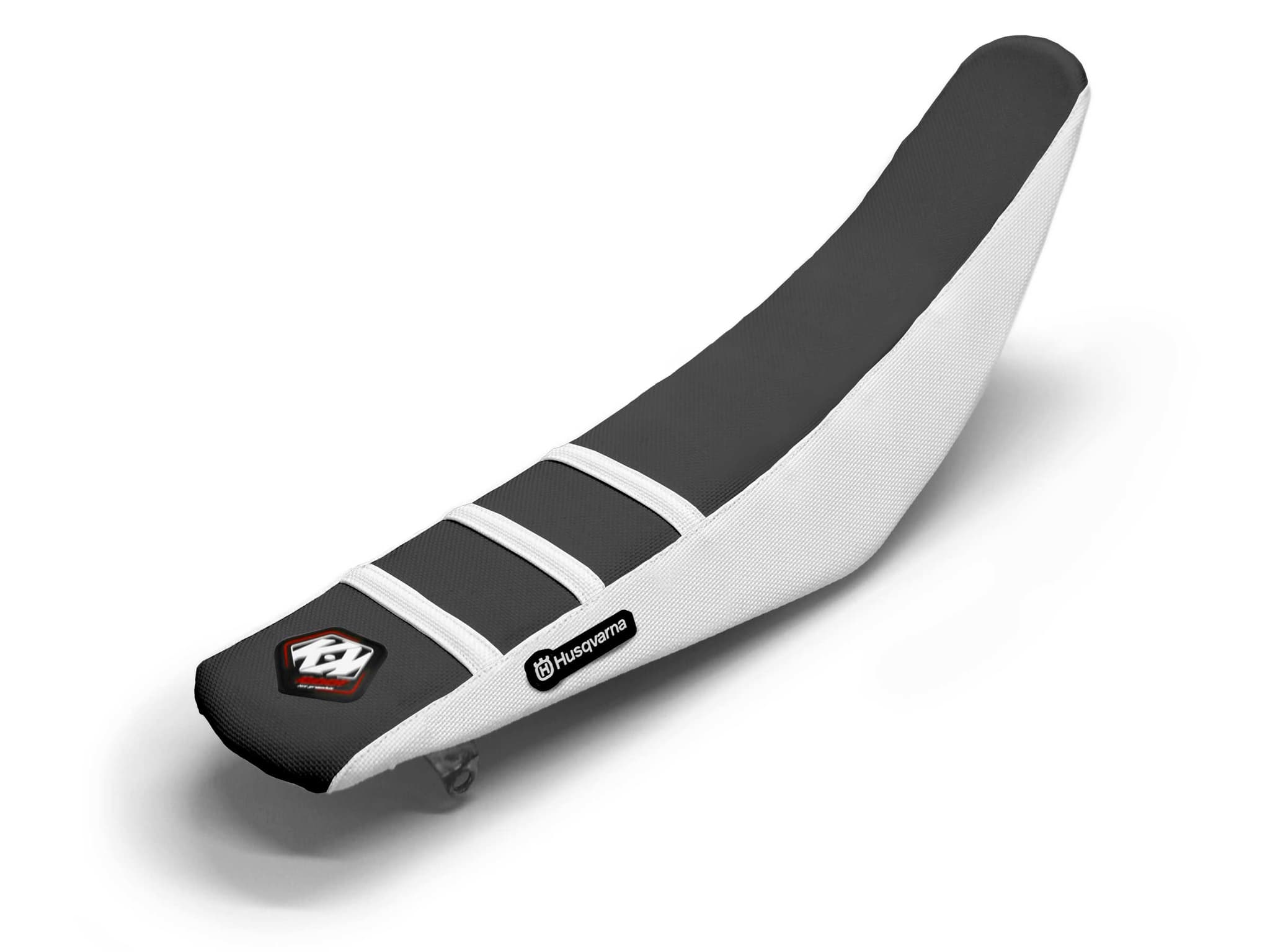 HUSQVARNA Dirt Bike Seat Cover White/Black 3 Ribs