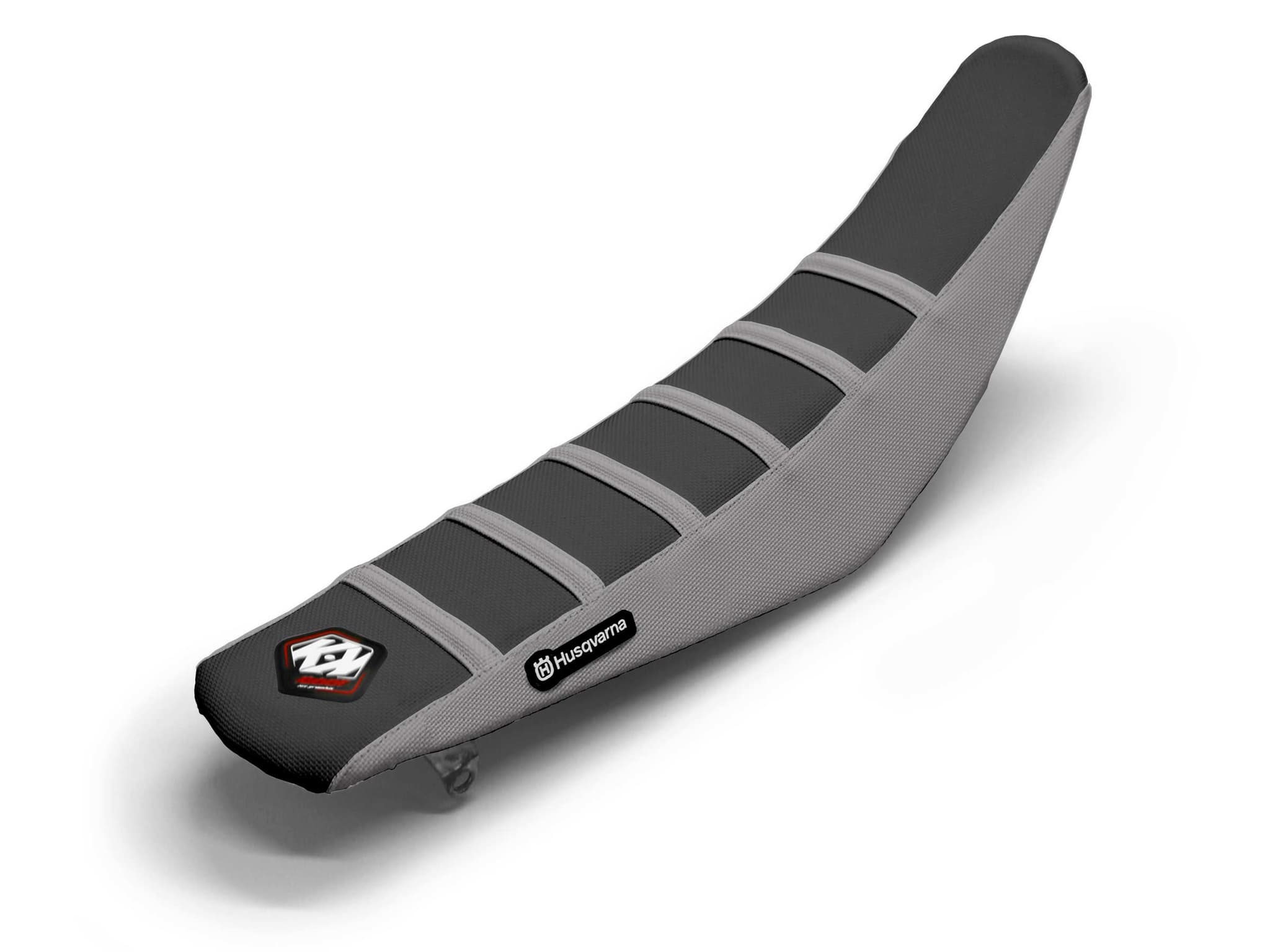 HUSQVARNA Dirt Bike Seat Cover Black/Grey 6 Ribs