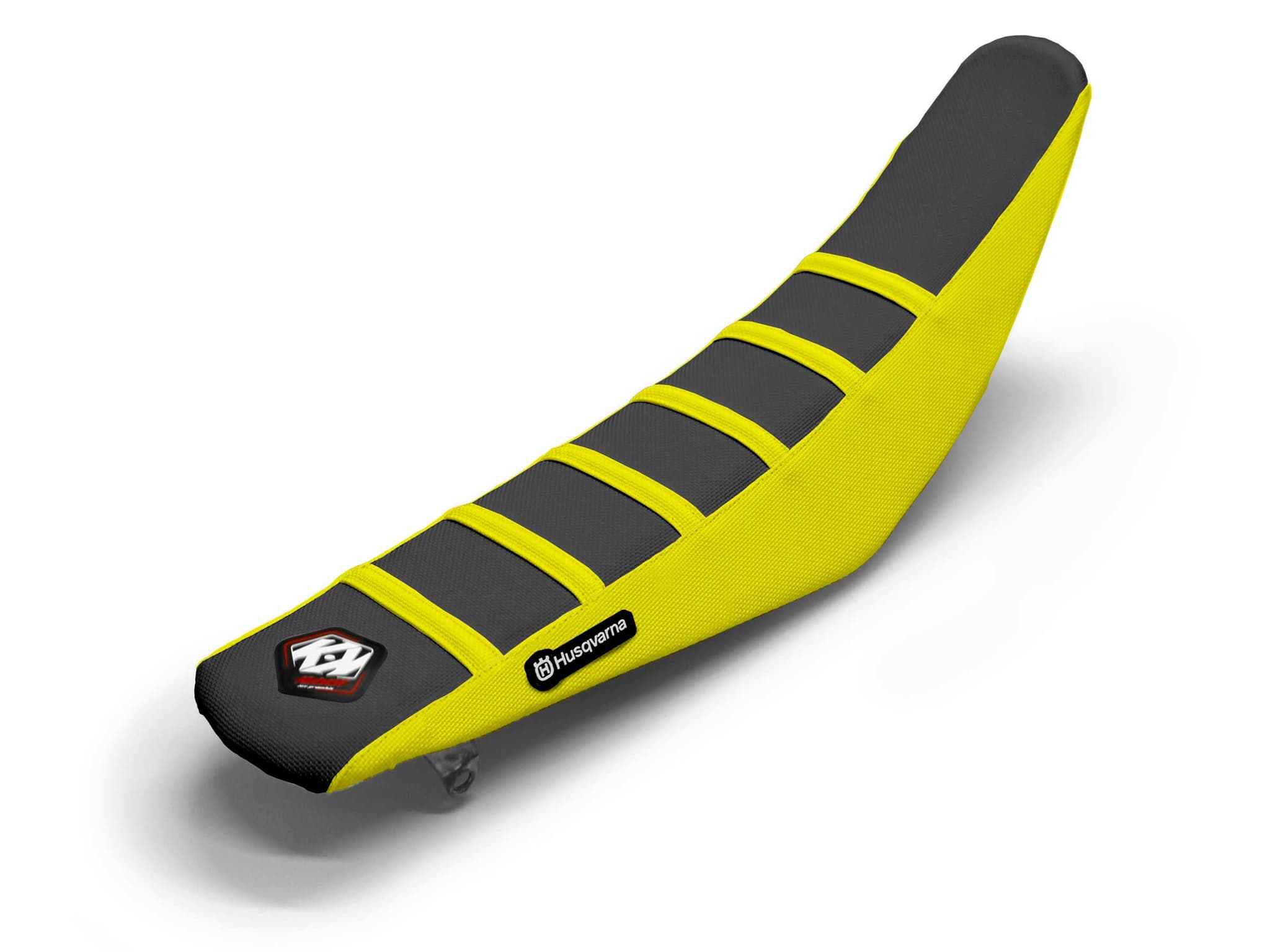 HUSQVARNA Dirt Bike Seat Cover Black/Yellow 6 Ribs