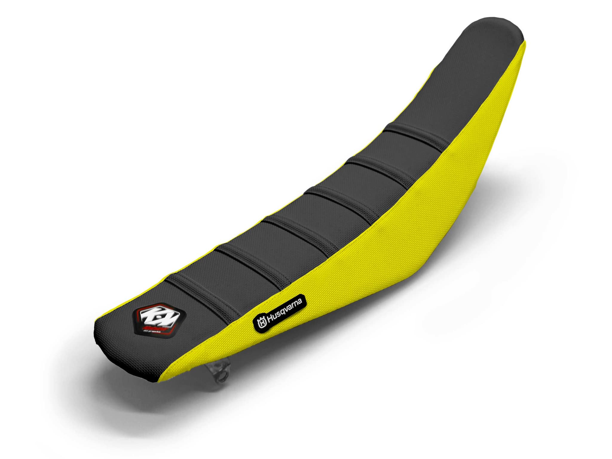 HUSQVARNA Dirt Bike Seat Cover Black/Yellow 6 Ribs