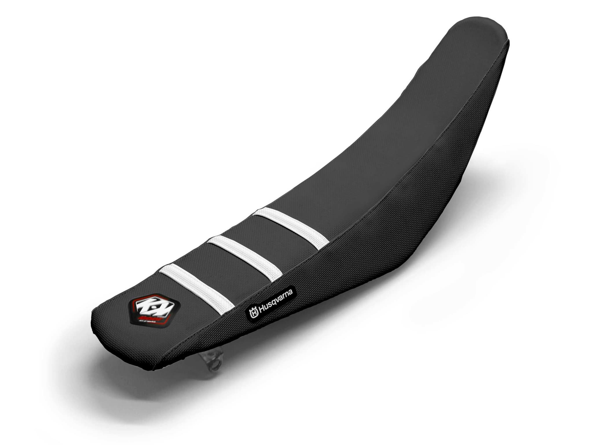 HUSQVARNA Dirt Bike Seat Cover White/Black 3 Ribs