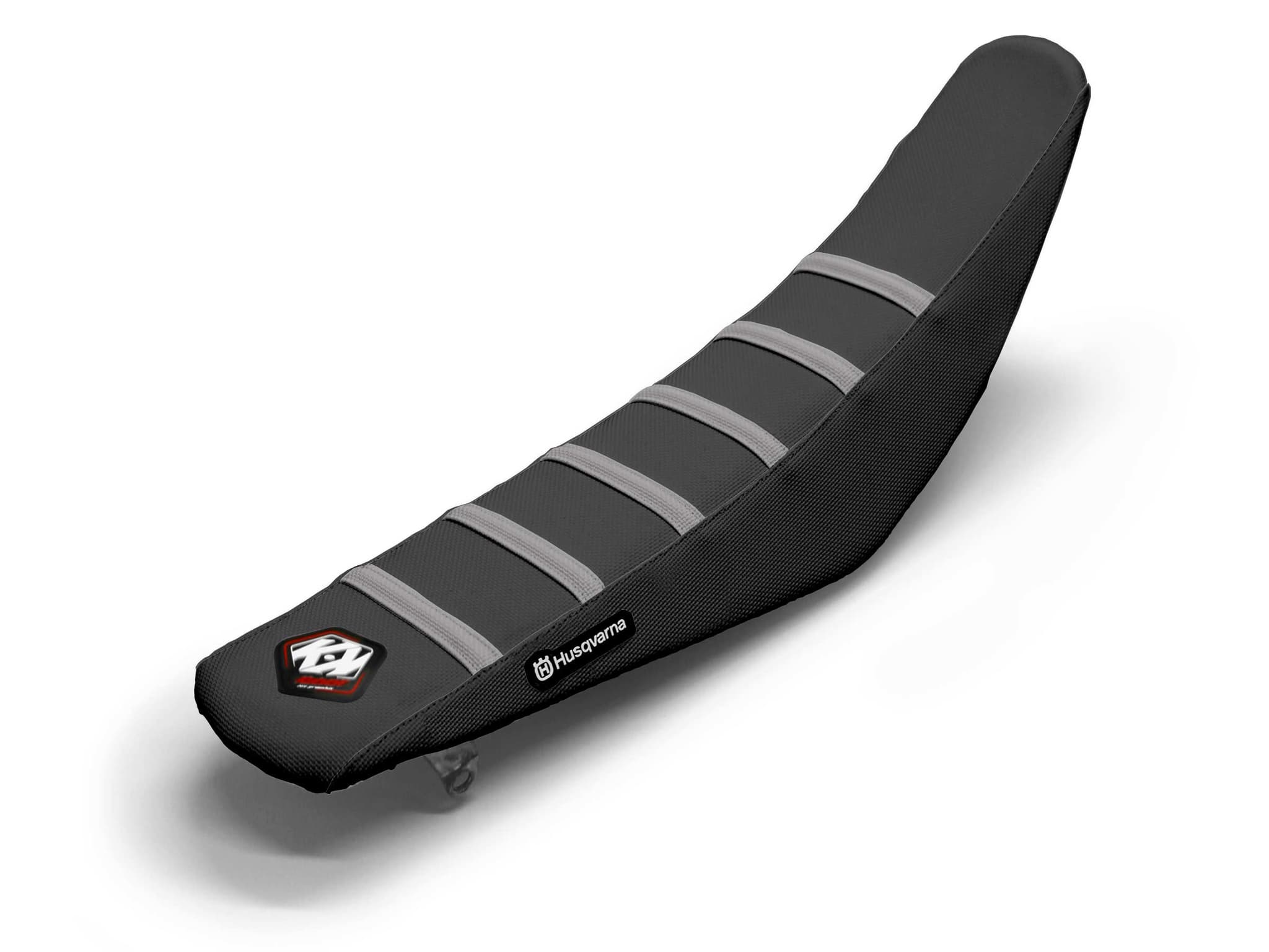 HUSQVARNA Dirt Bike Seat Cover Black/Grey 6 Ribs
