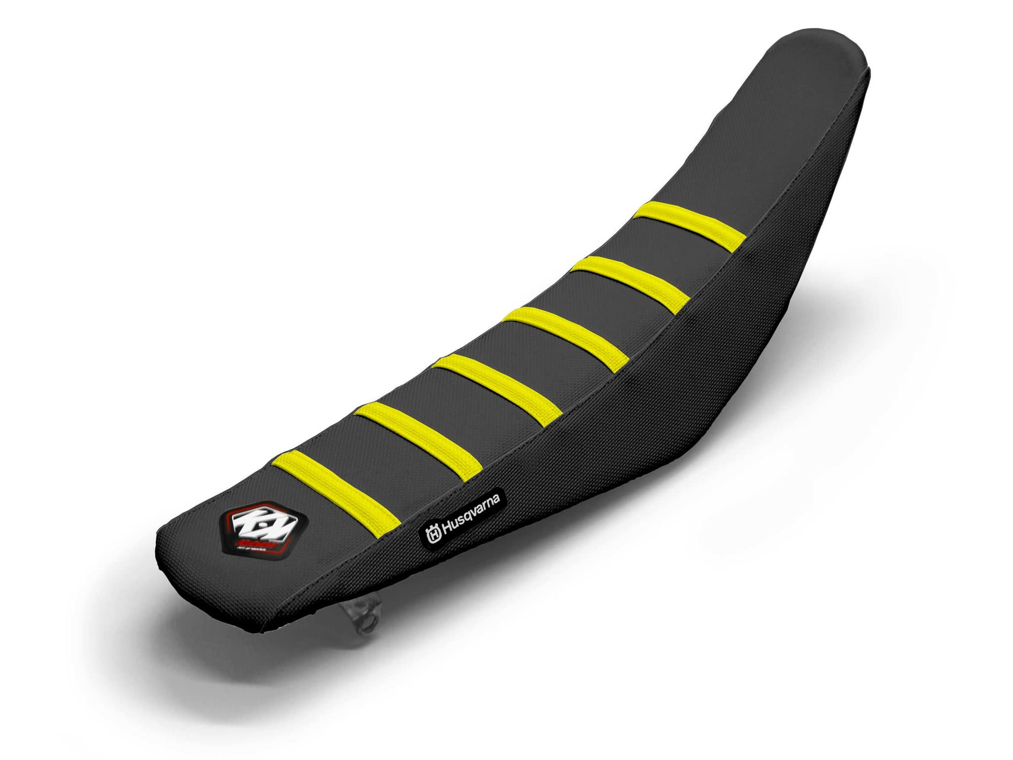 HUSQVARNA Dirt Bike Seat Cover Black/Yellow 6 Ribs