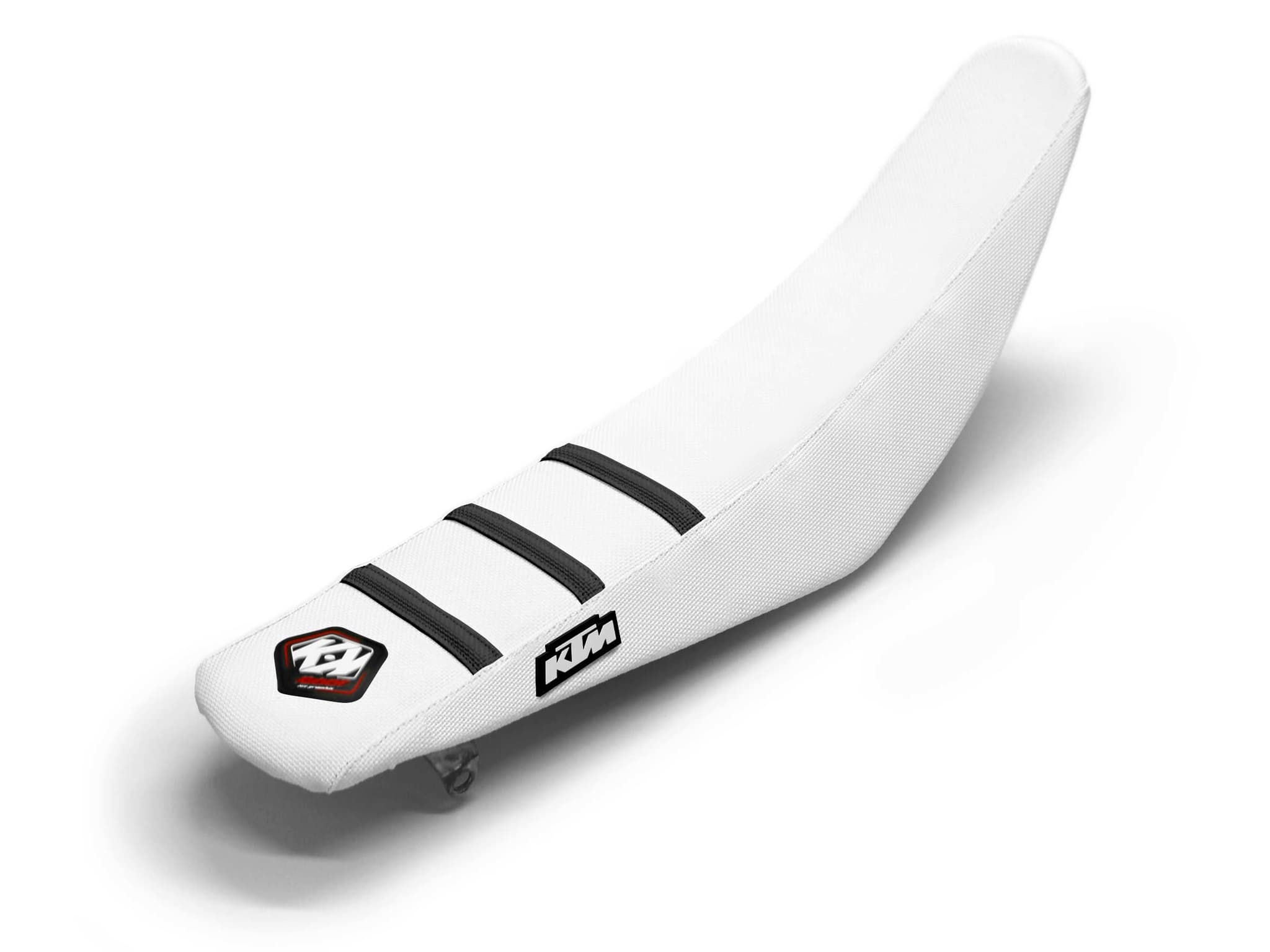 KTM Dirt Bike Seat Cover White/Black 3 Ribs