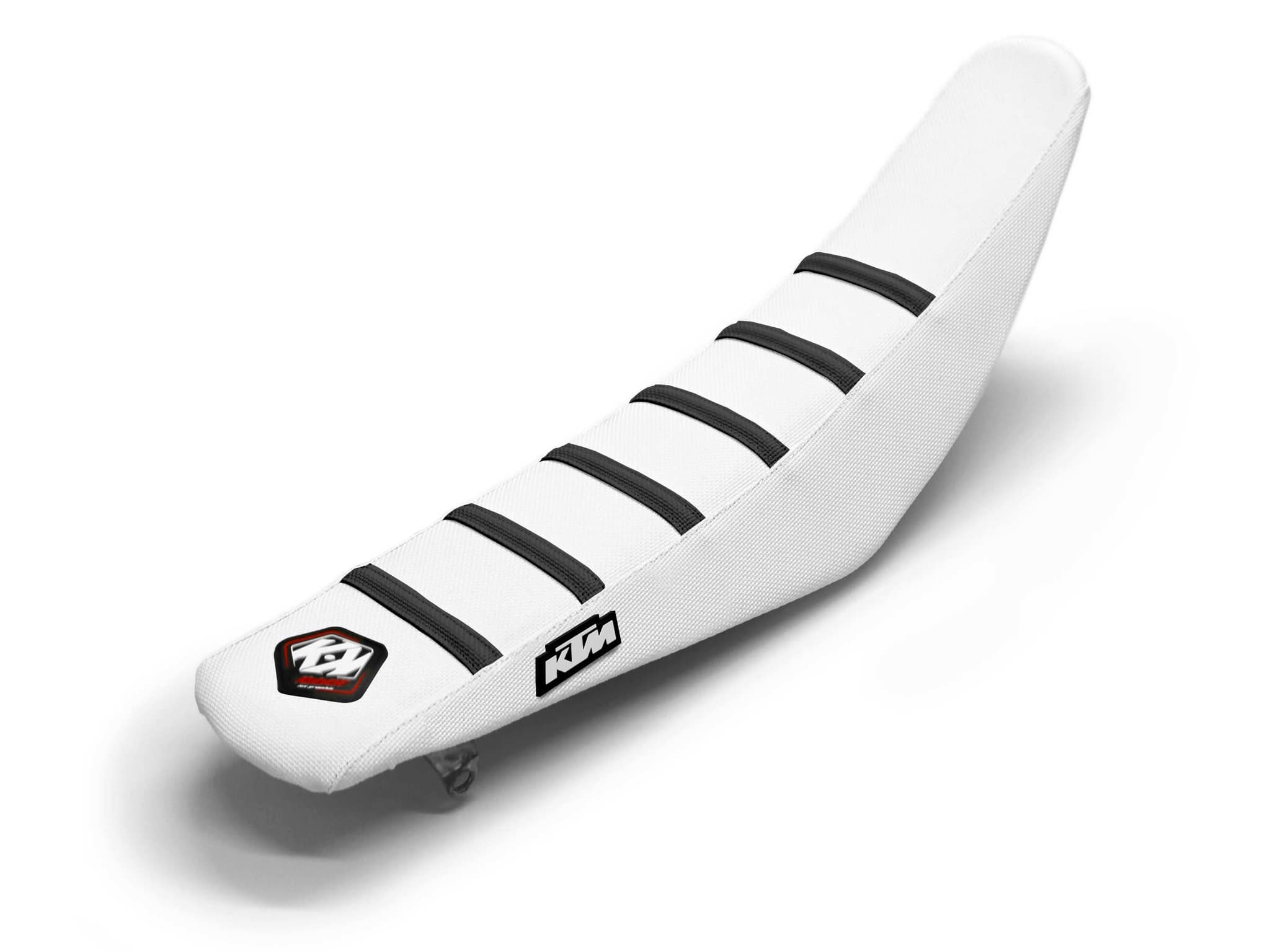 KTM Dirt Bike Seat Cover White/Black 6 Ribs