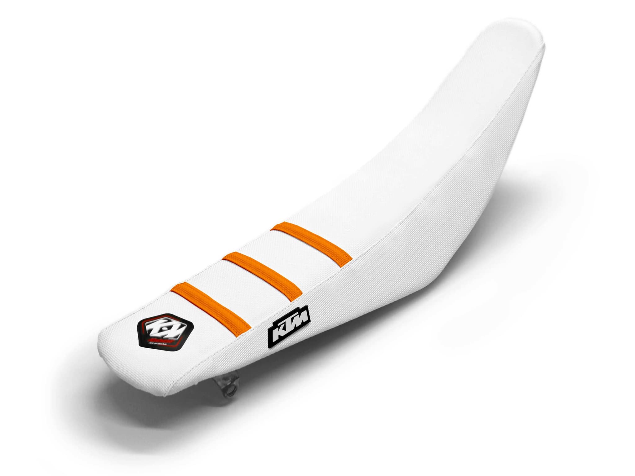 KTM Dirt Bike Seat Cover White/Orange 3 Ribs