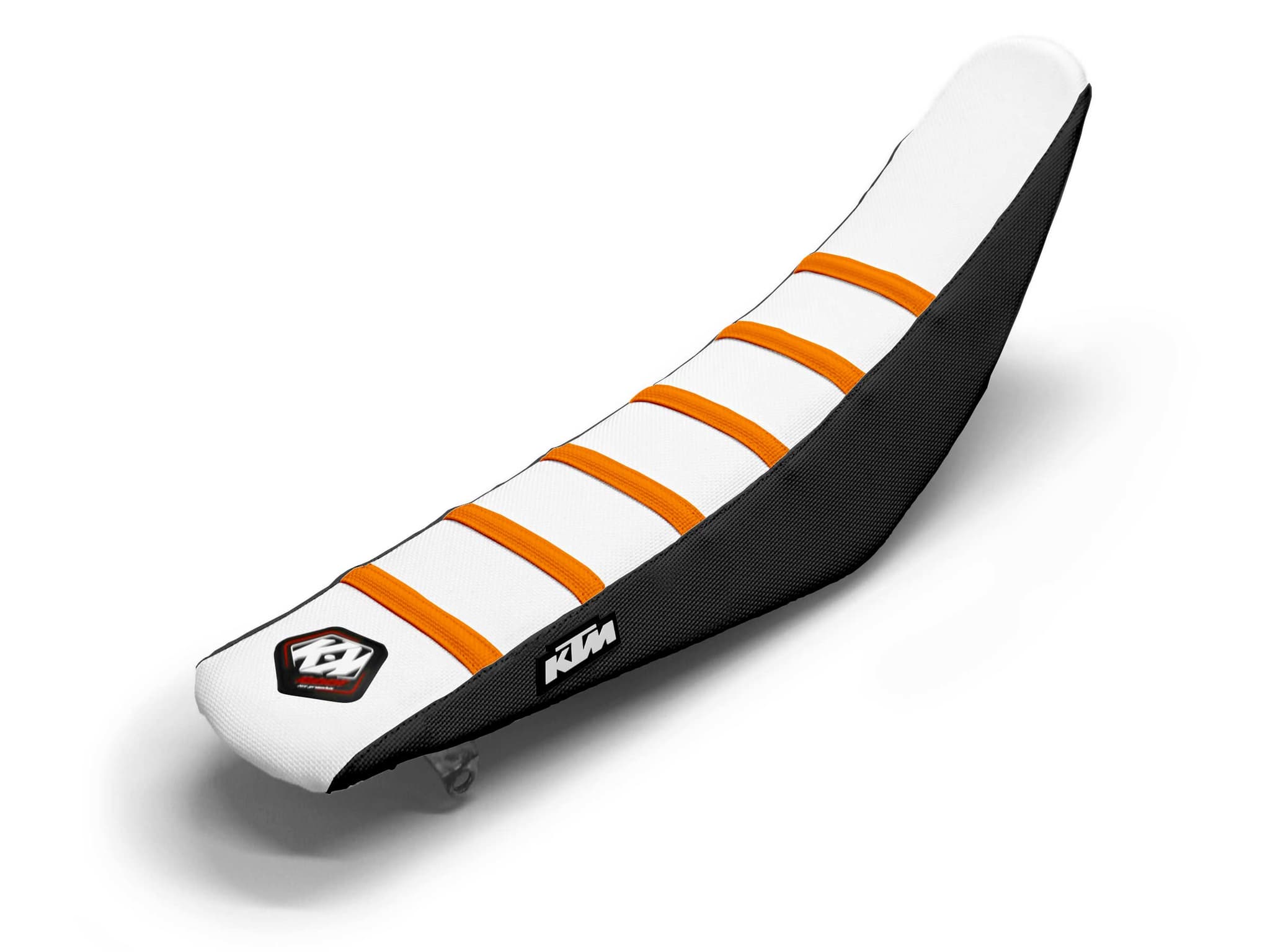 KTM Dirt Bike Seat Cover White/Black/Orange 6 Ribs