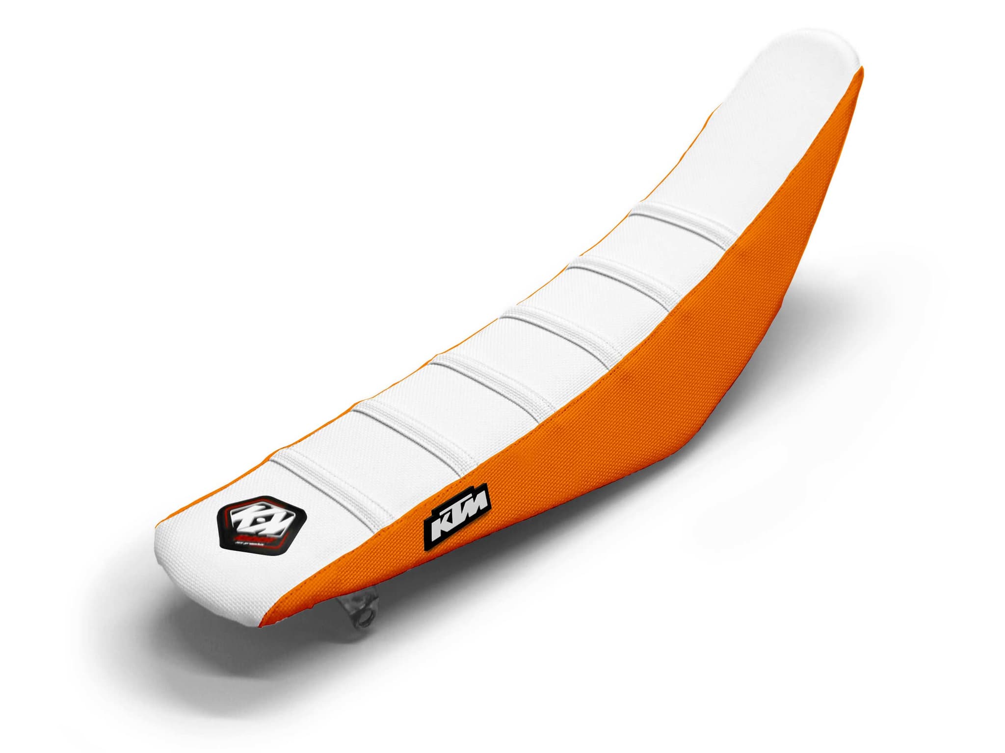 KTM Dirt Bike Seat Cover White/Orange 6 Ribs