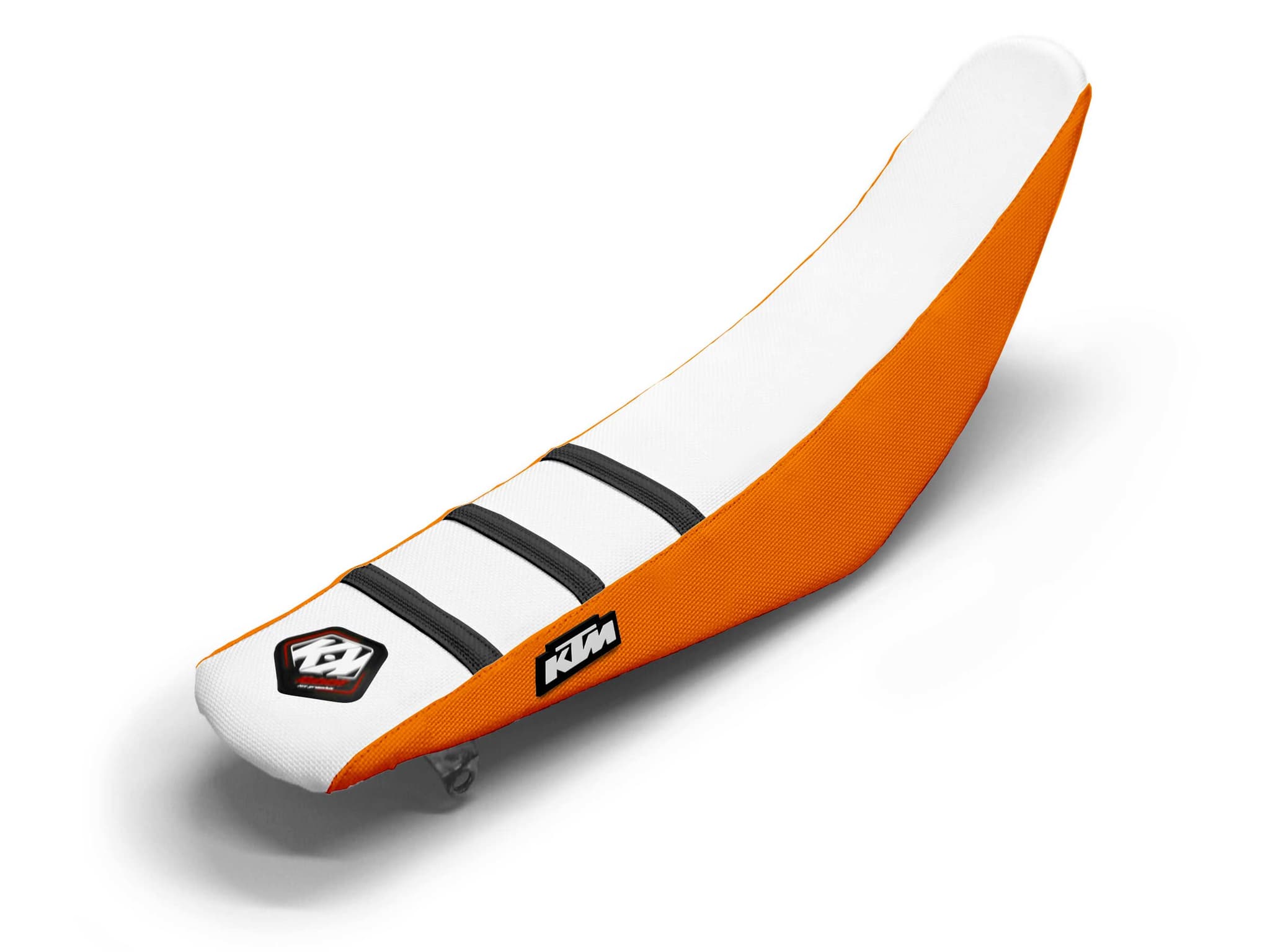 KTM Dirt Bike Seat Cover White/Black/Orange 3 Ribs