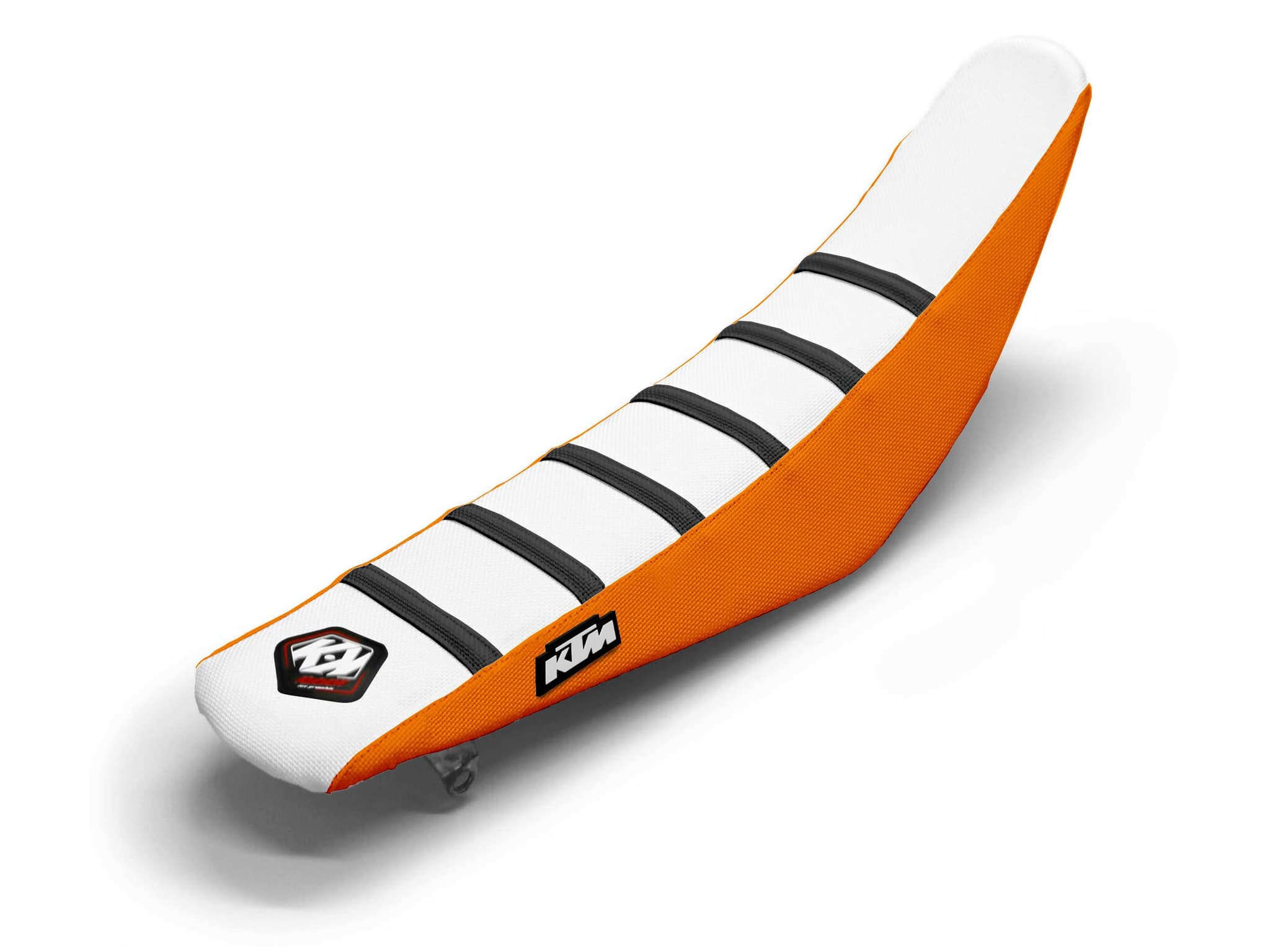 KTM Dirt Bike Seat Cover White/Black/Orange 6 Ribs