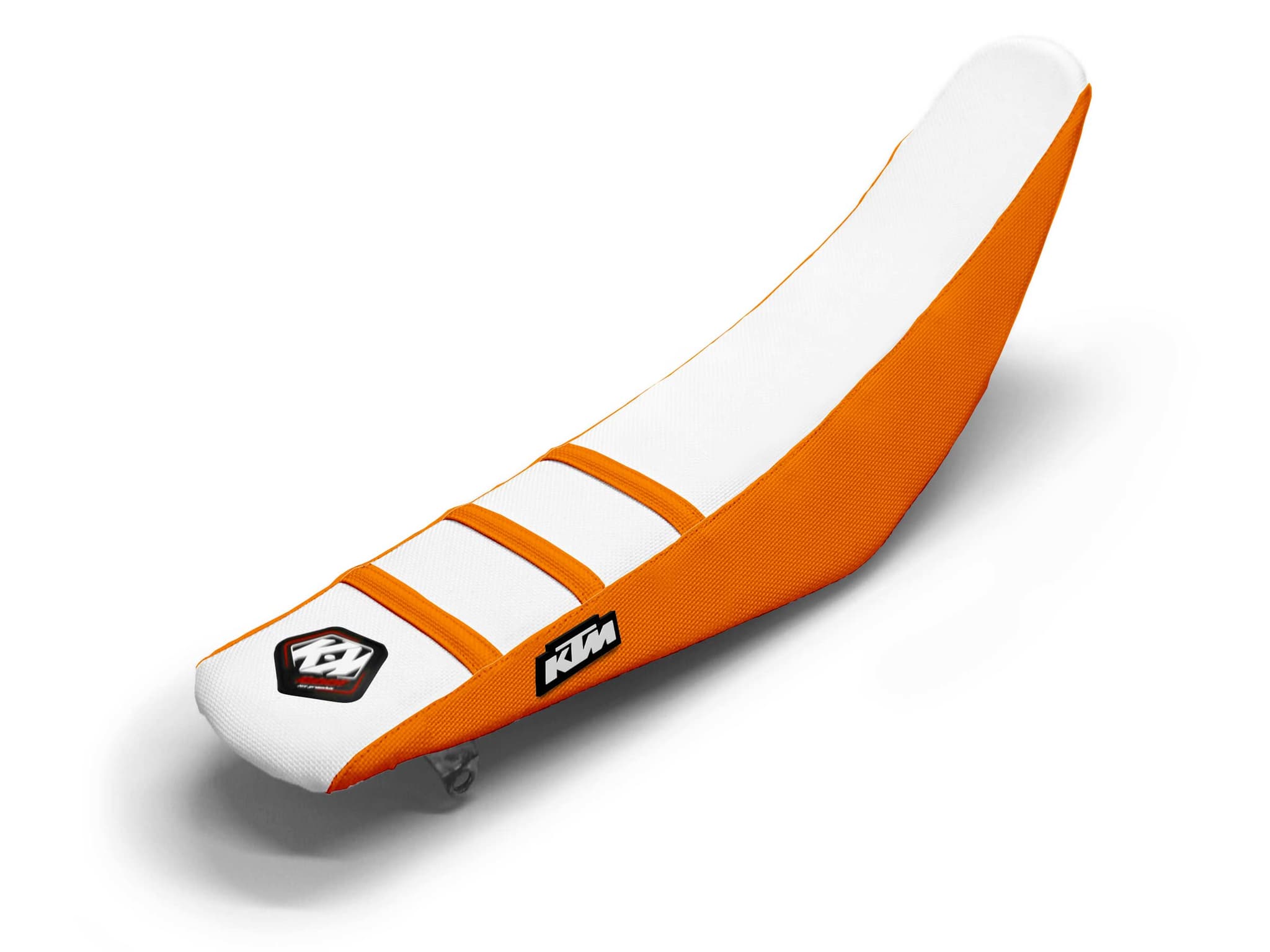 KTM Dirt Bike Seat Cover White/Orange 3 Ribs